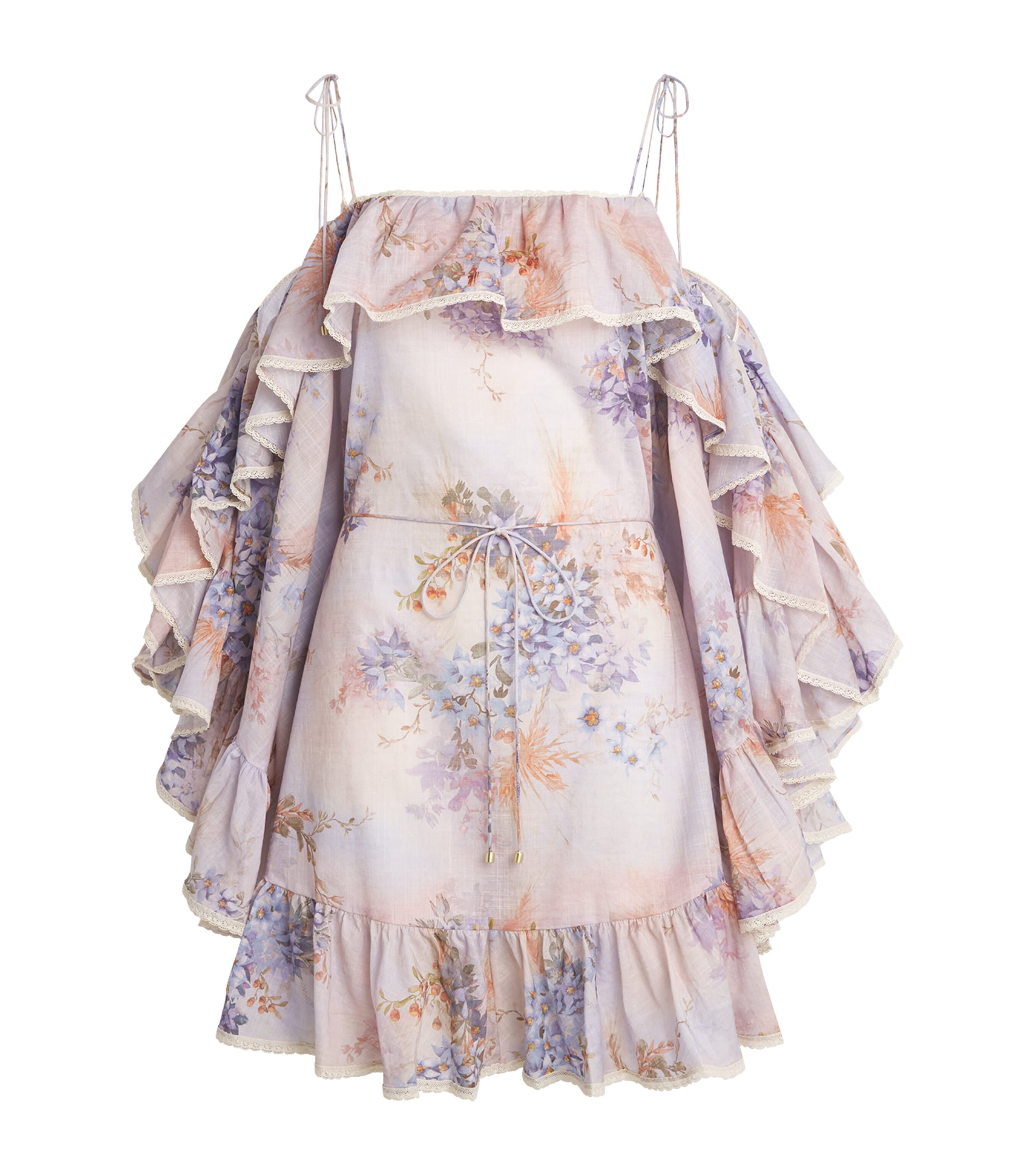 Cotton Floral Ruffle Cascadian Mini Dress