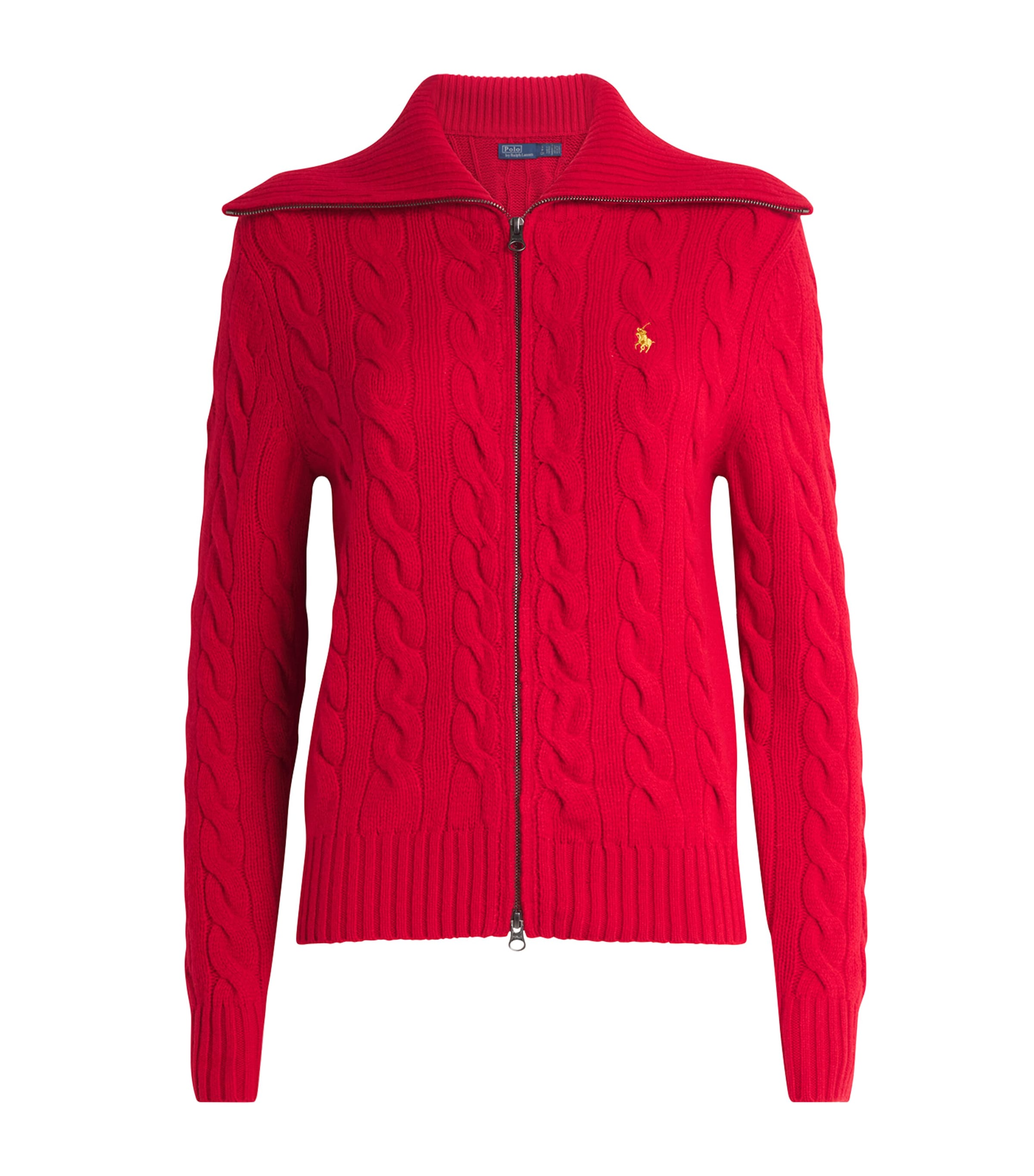 Cotton Cable-Knit Zip-Up Sweater