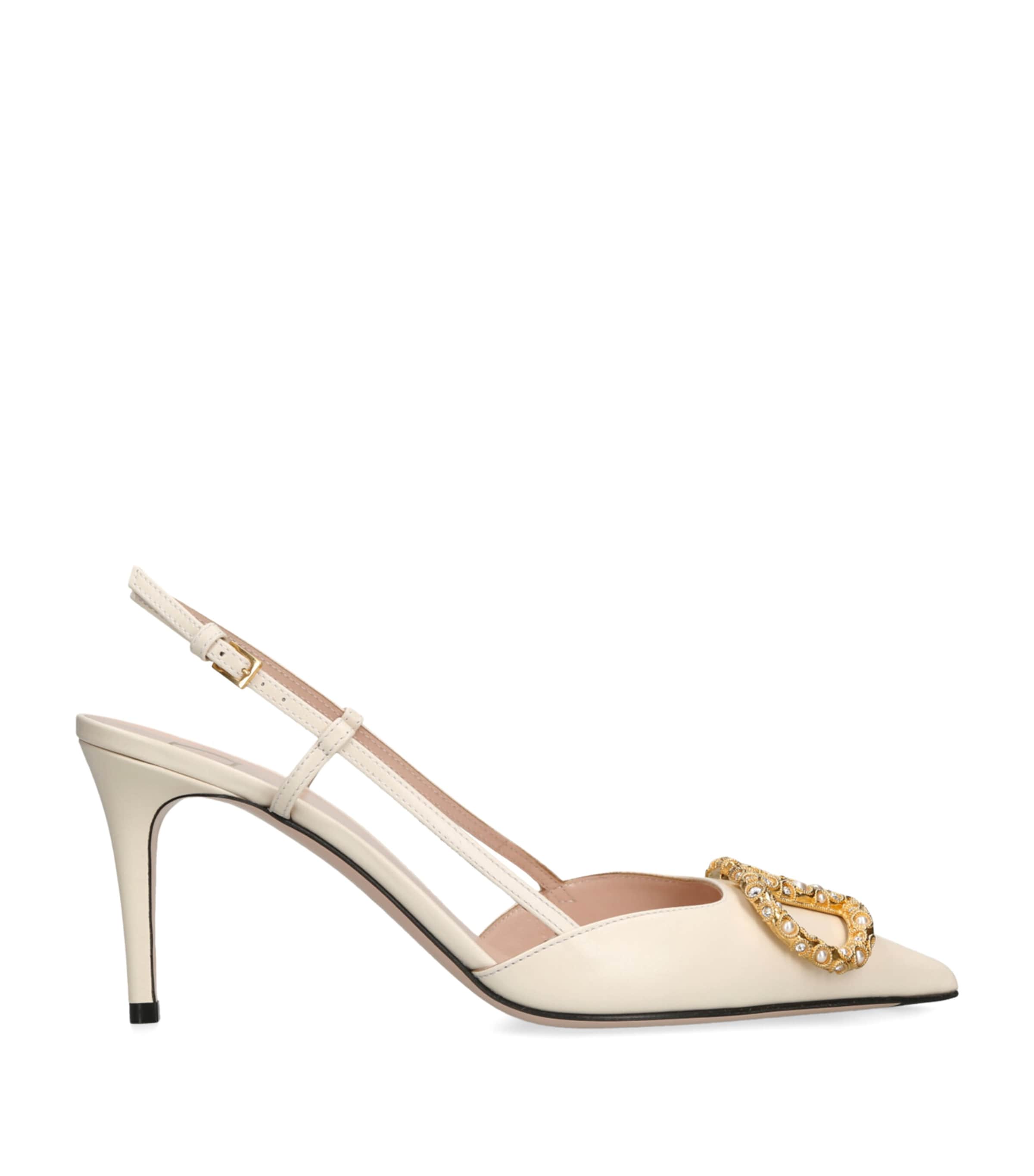 パンプス VALENTINO GARAVANI BOWOW LEATHER PUMPS Bowow 45 croc-effect leather pumps in beige - Valentino