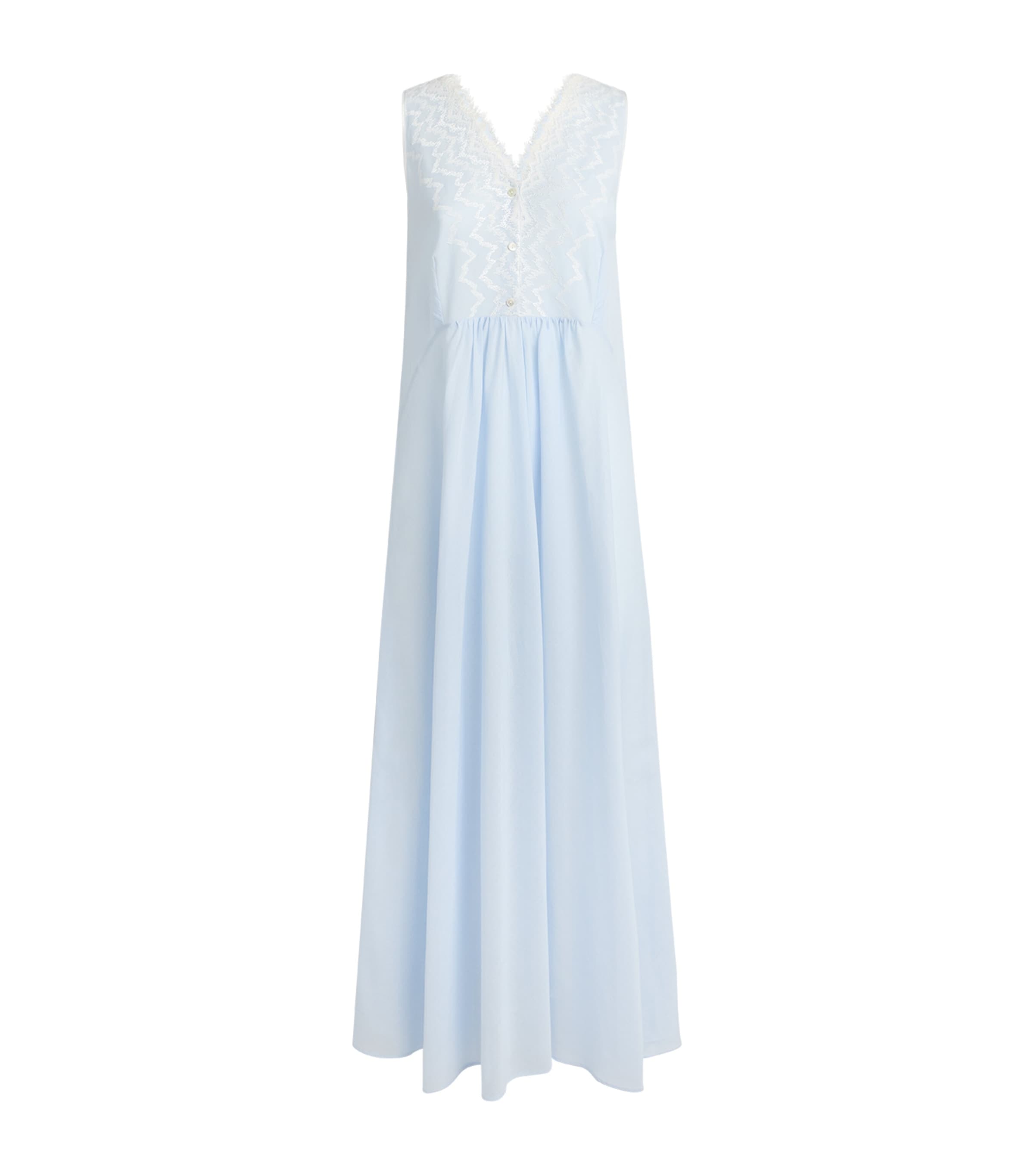 Bocan Womens Cotton Lace-Trim Yasmine Nightdress Baby Blue
