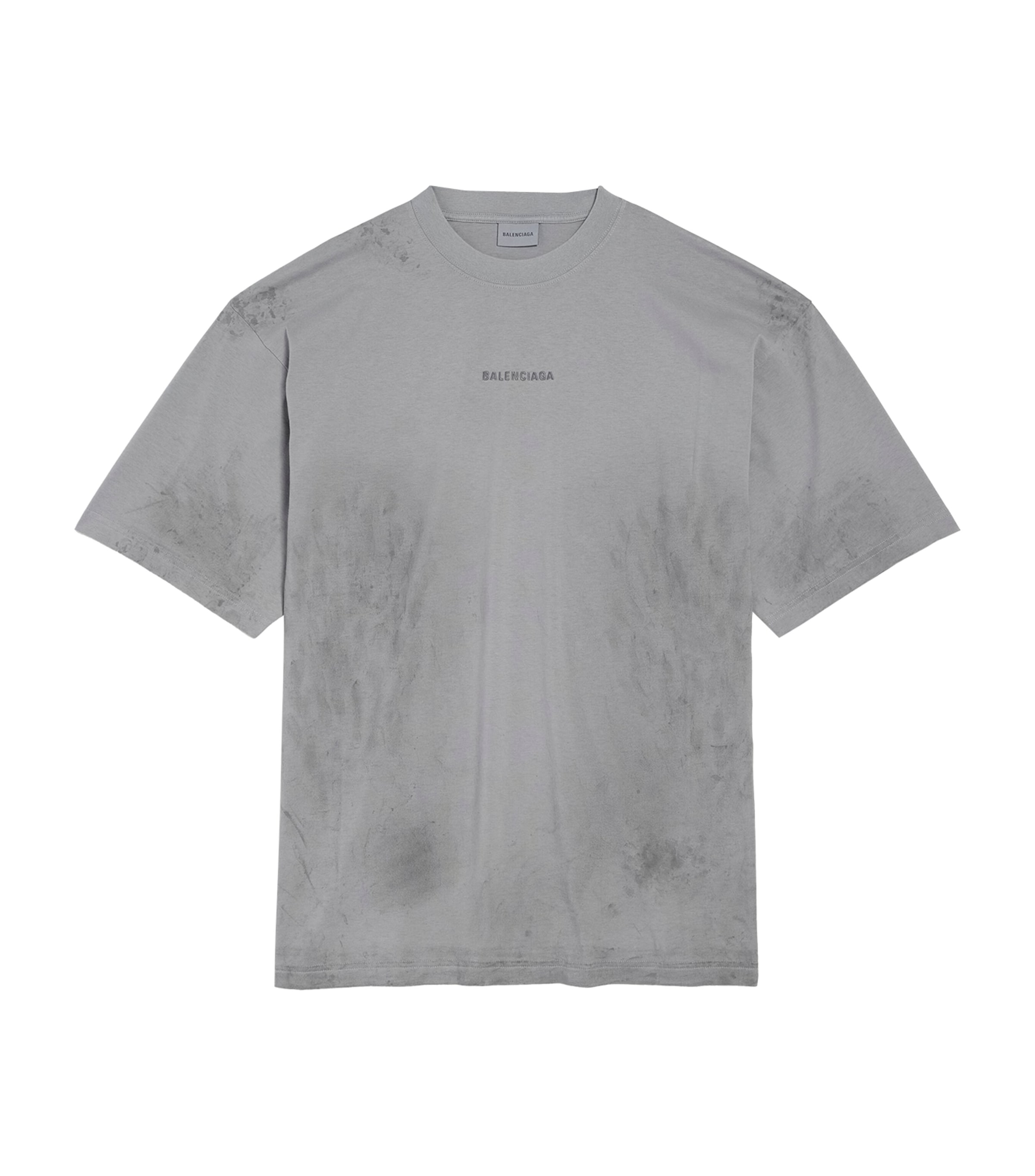 Balenciaga Mens Distressed Embroidered Logo T-Shirt