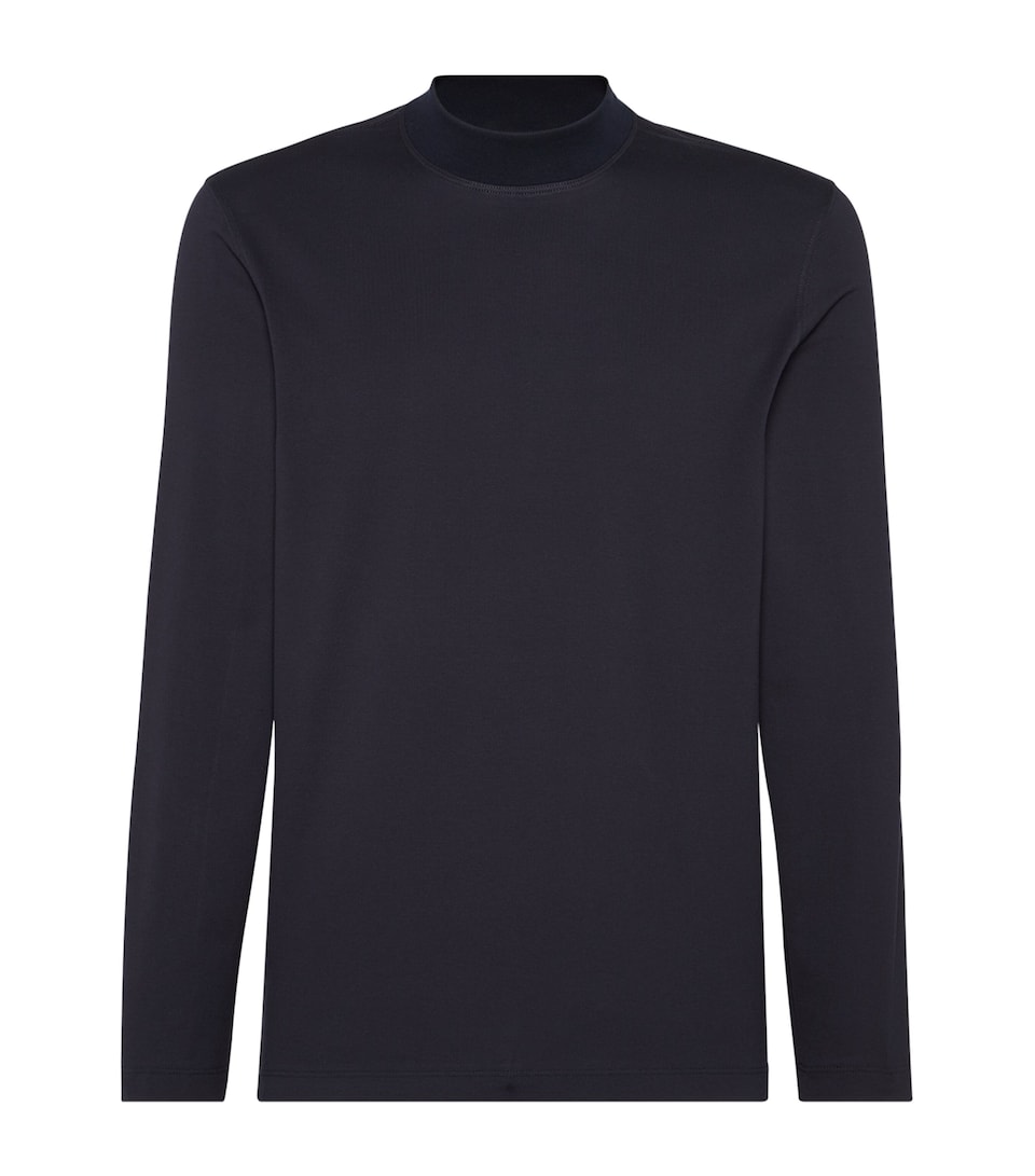 Cotton High-Neck T-Shirt