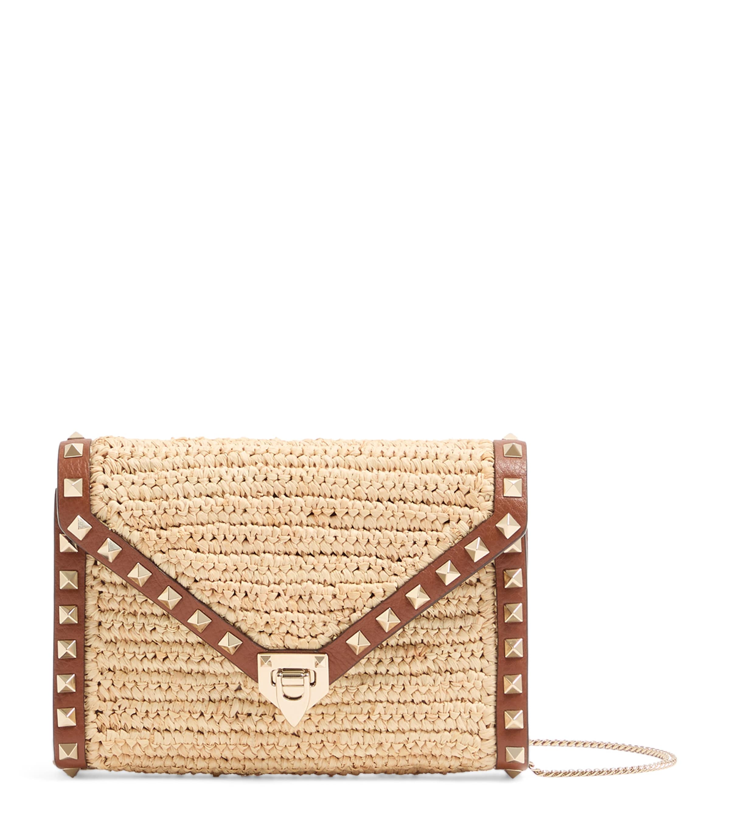 Mini Straw Rockstud Cross-Body Bag