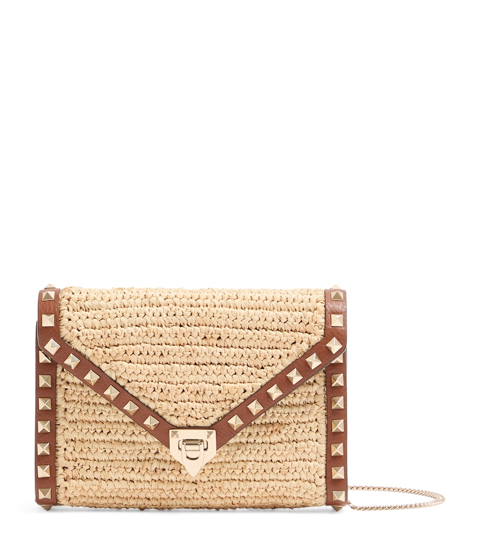 Mini Straw Rockstud Cross-Body Bag