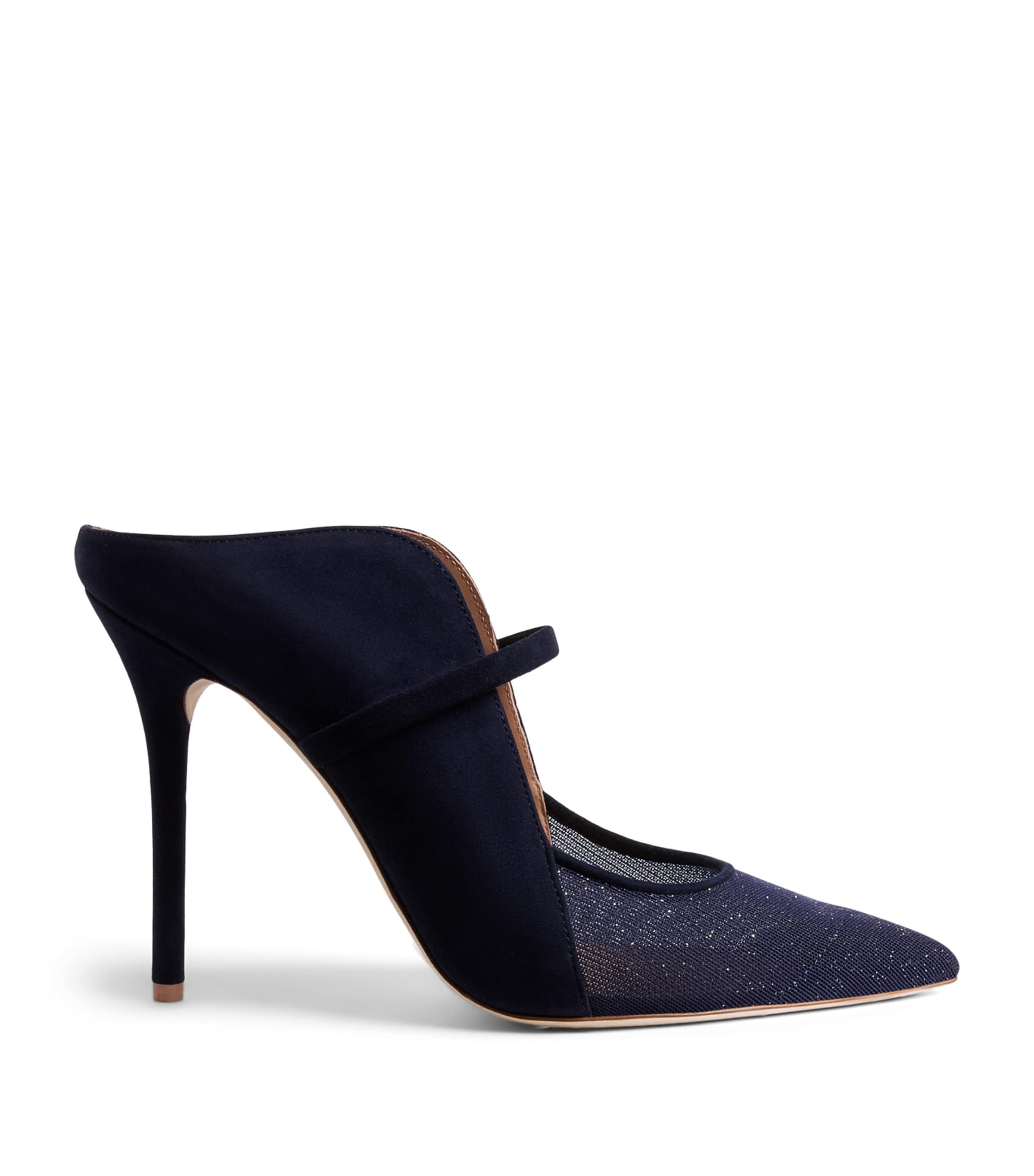 Malone Souliers Suede Embellished Maureen Arc Heeled Mules 100 Midnight