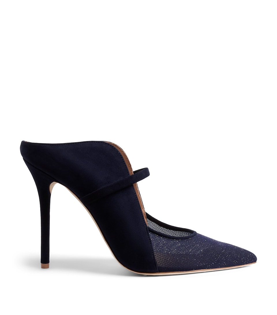 Malone Souliers Suede Embellished Maureen Arc Heeled Mules 100 Midnight