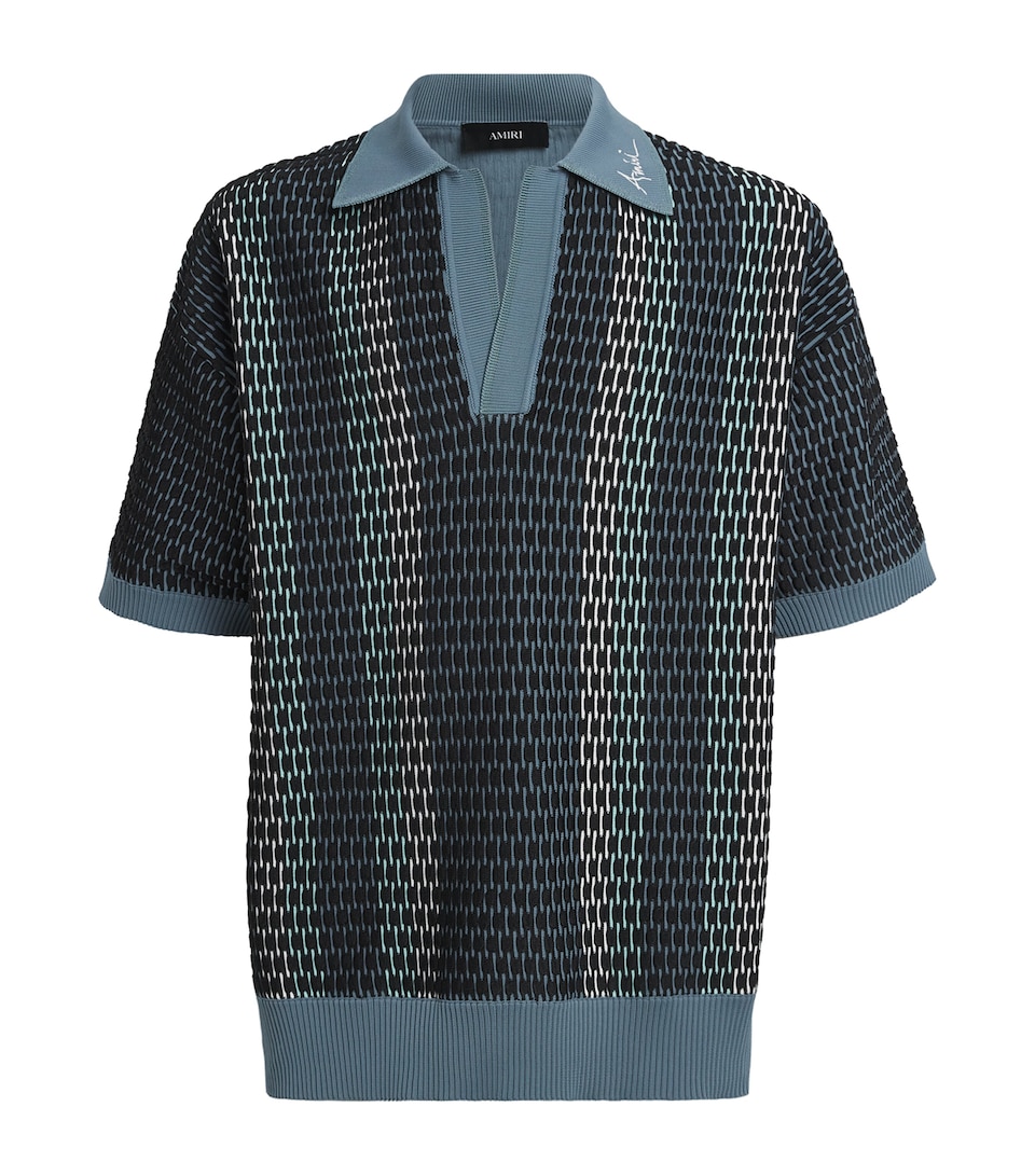 Stripe Embroidered Polo Sweater