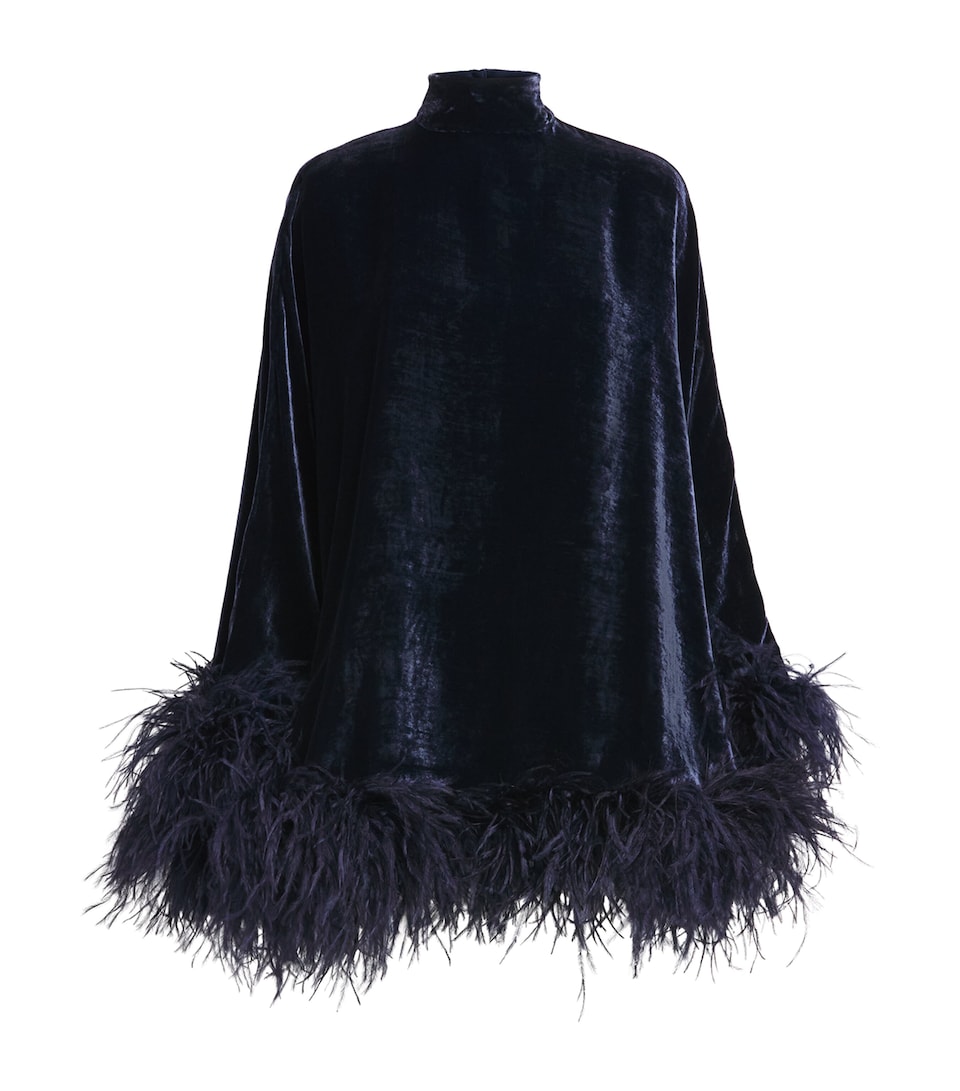 Taller Marmo Womens Velvet Vegas Disco Kaftan Mini Dress Midnight Blue