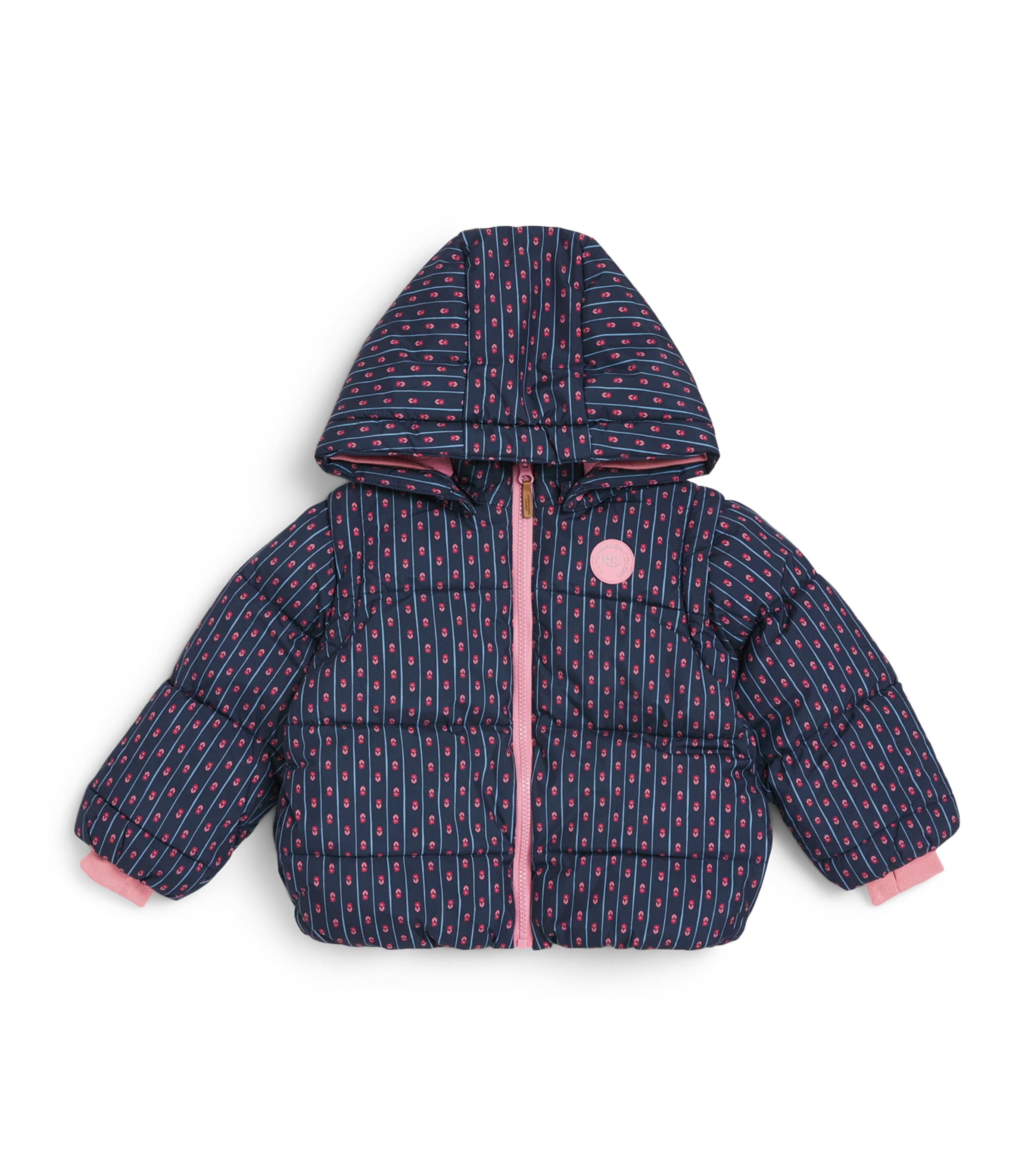 Copenhagen Colors Printed 2-In-1 Puffer Jacket (2-8 Years) Navy Flower Aop