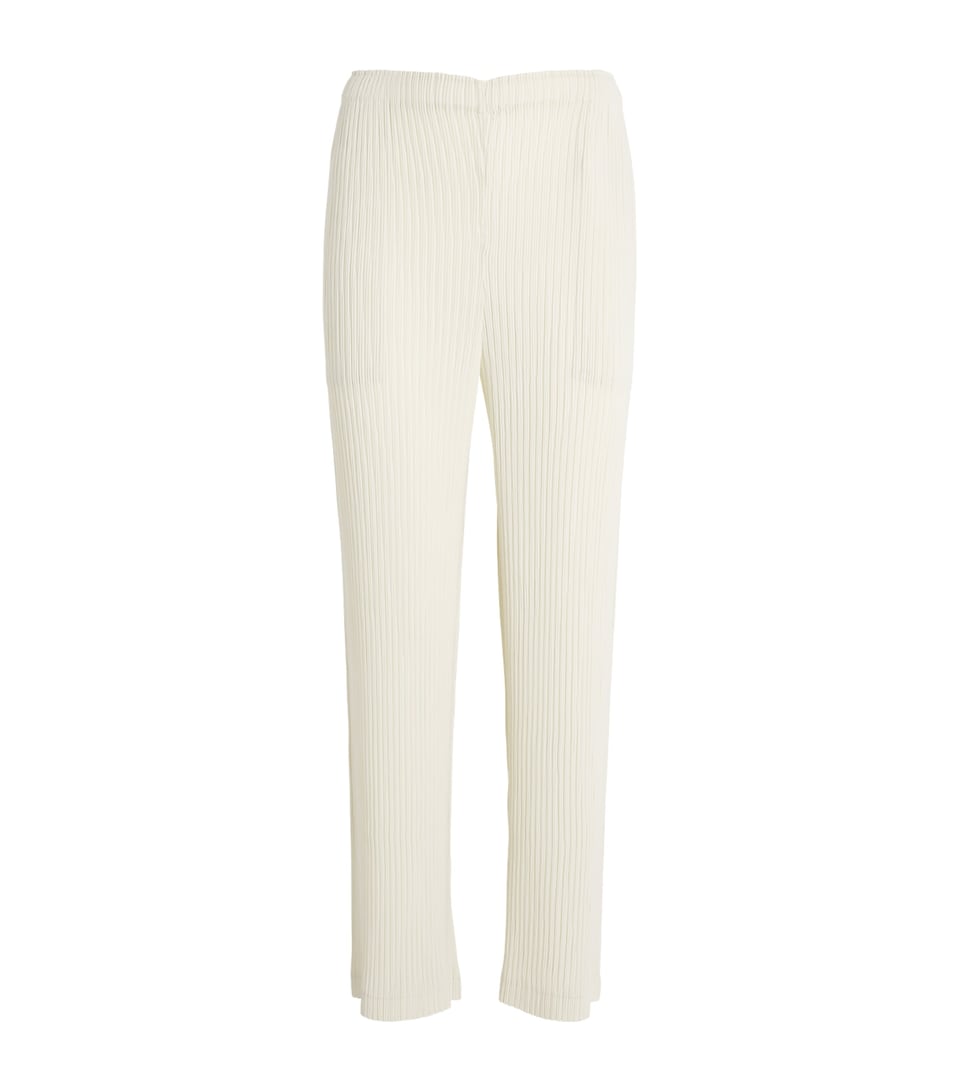 Issey Miyake Womens Hatching Pleats Straight Leg Trousers Off White
