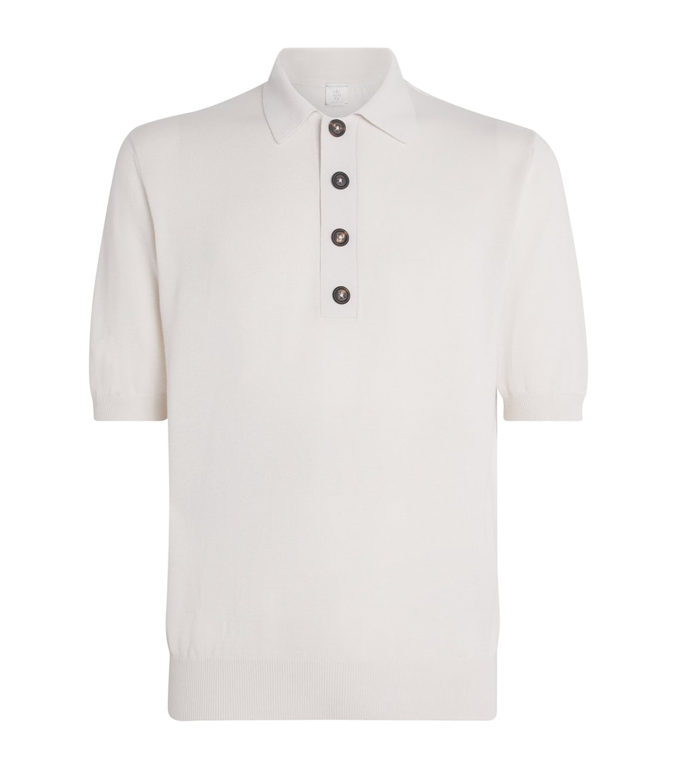 Eleventy Mens Cotton-Cashmere Polo Shirt Bianco