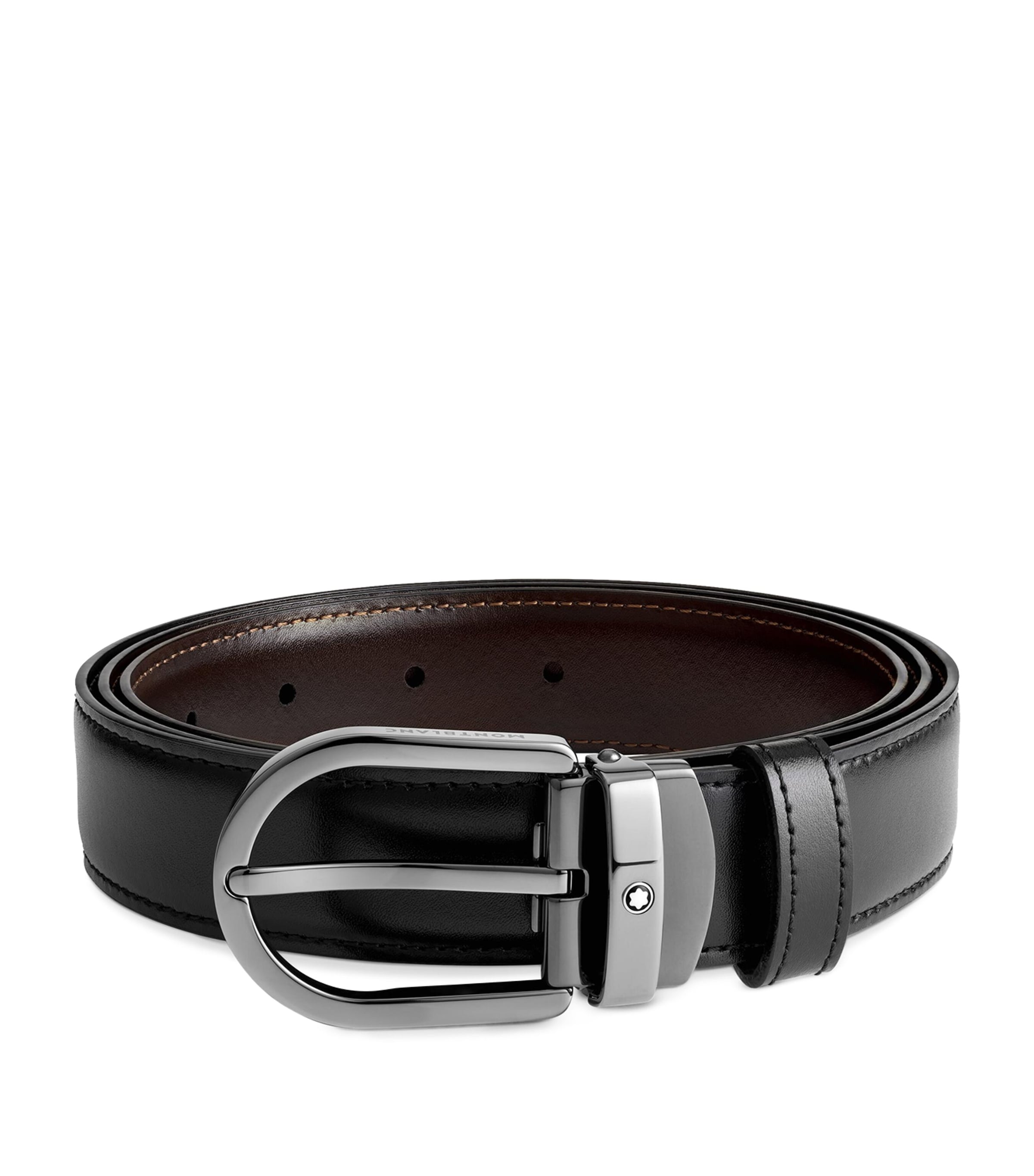 Montblanc Leather Horseshoe Belt Black/brown