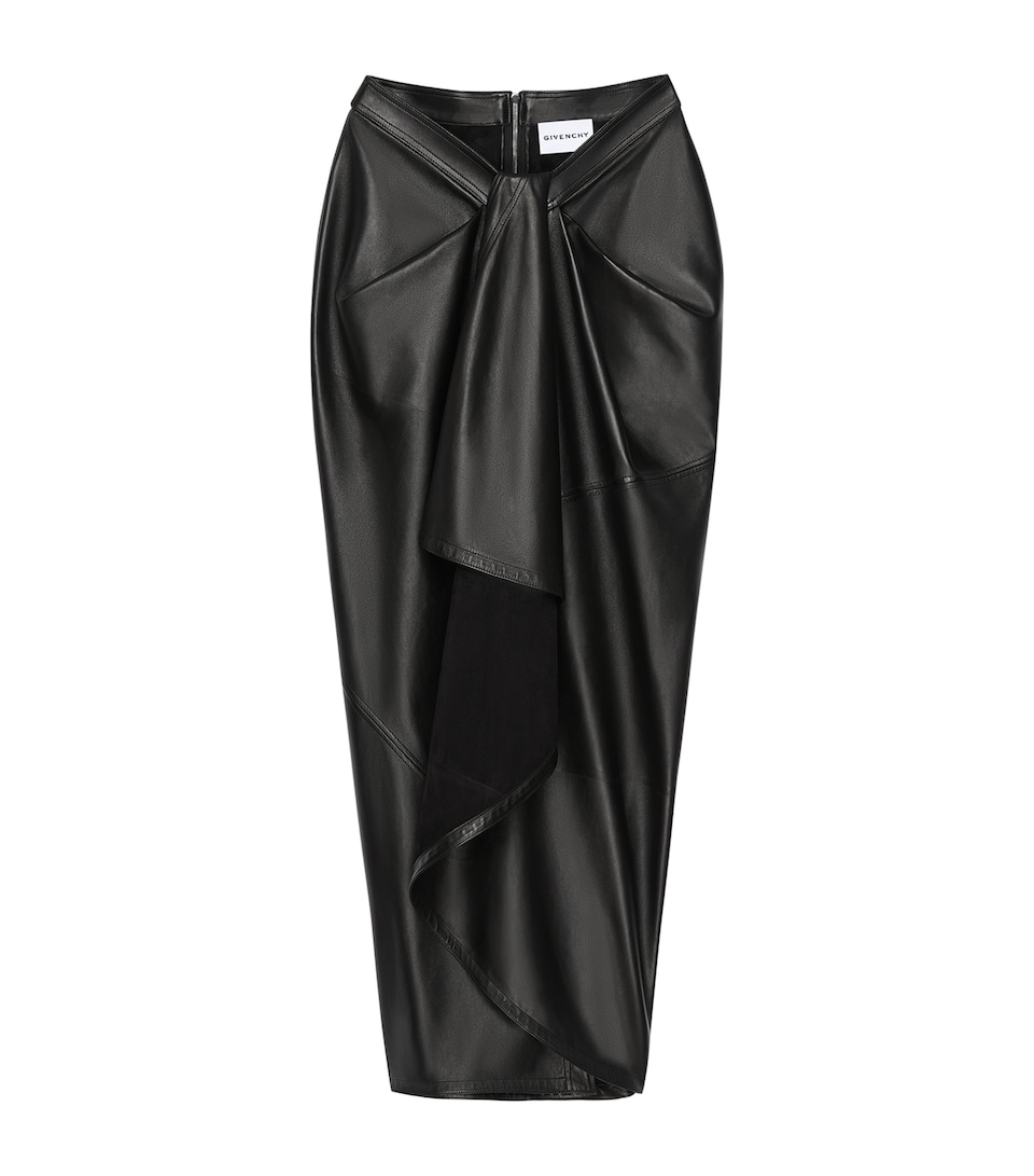 Givenchy Womens Lambskin Wrap Midi Skirt Black