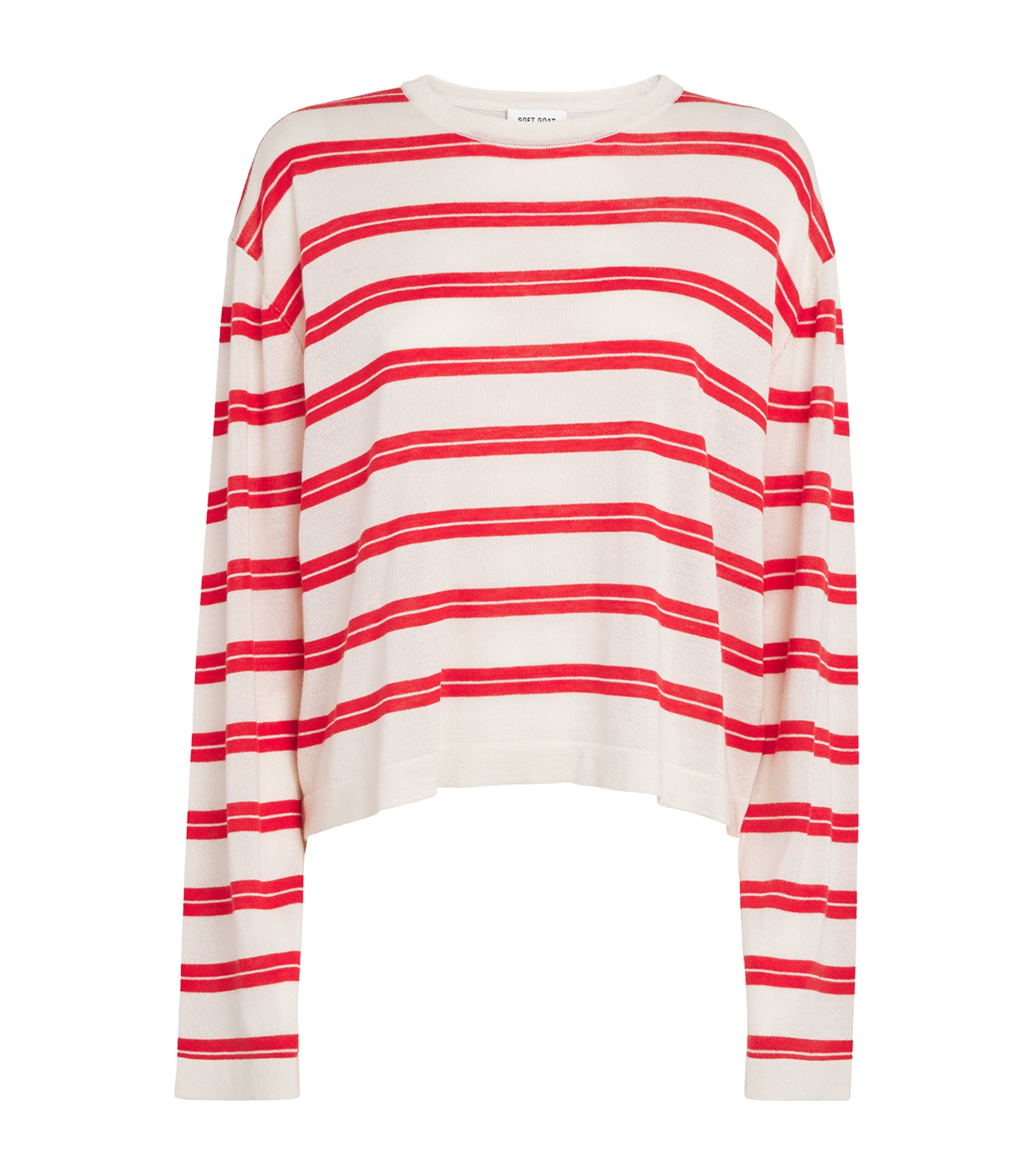 Soft Goat Womens Silk-Cashmere Stripe Top Tomato