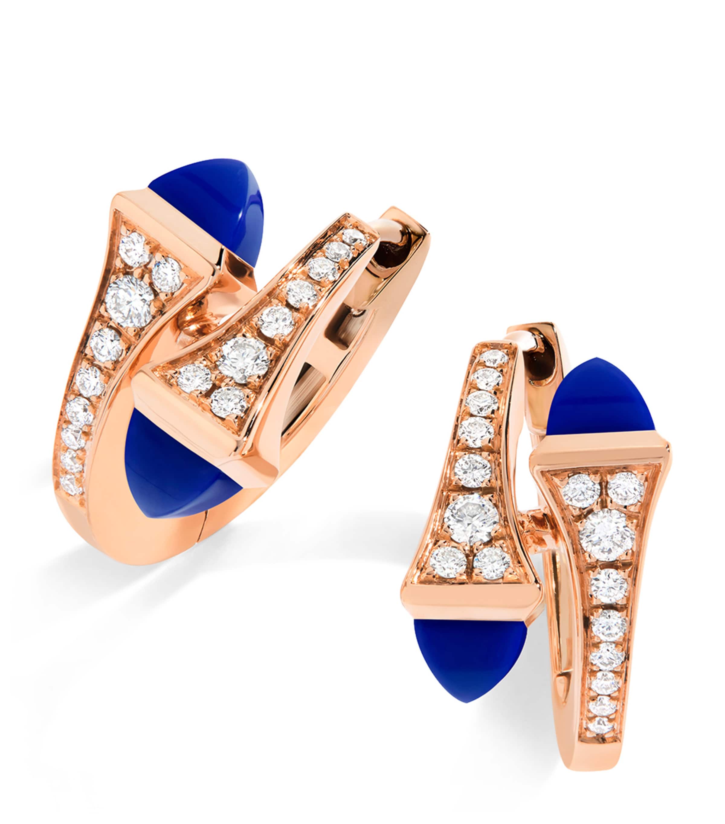 MARLI New York Rose Gold, Diamond and Lapis Lazuli Cleo Huggie Earrings Rose Gold