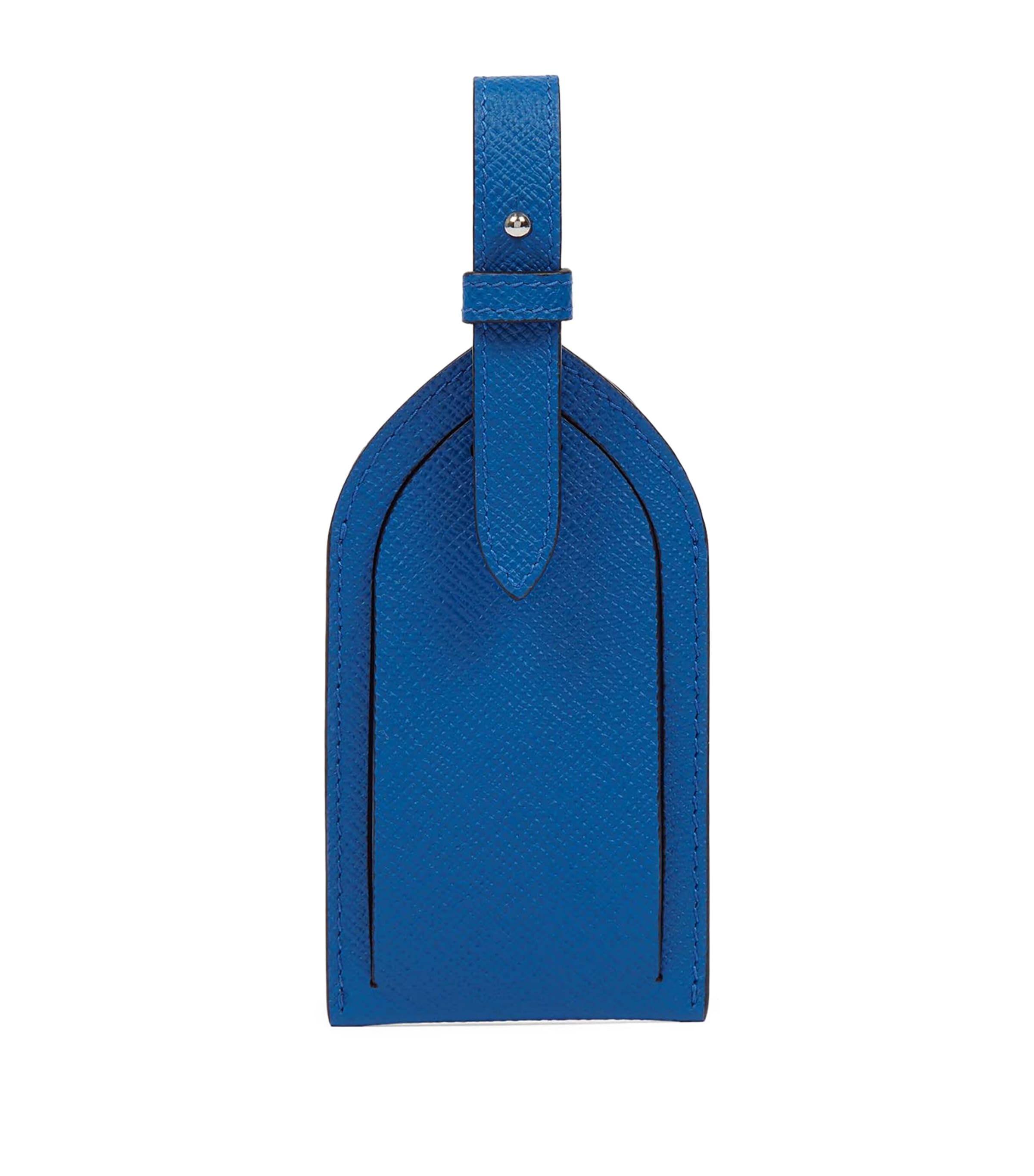 Smythson Panama Leather Luggage Tag Cerulean