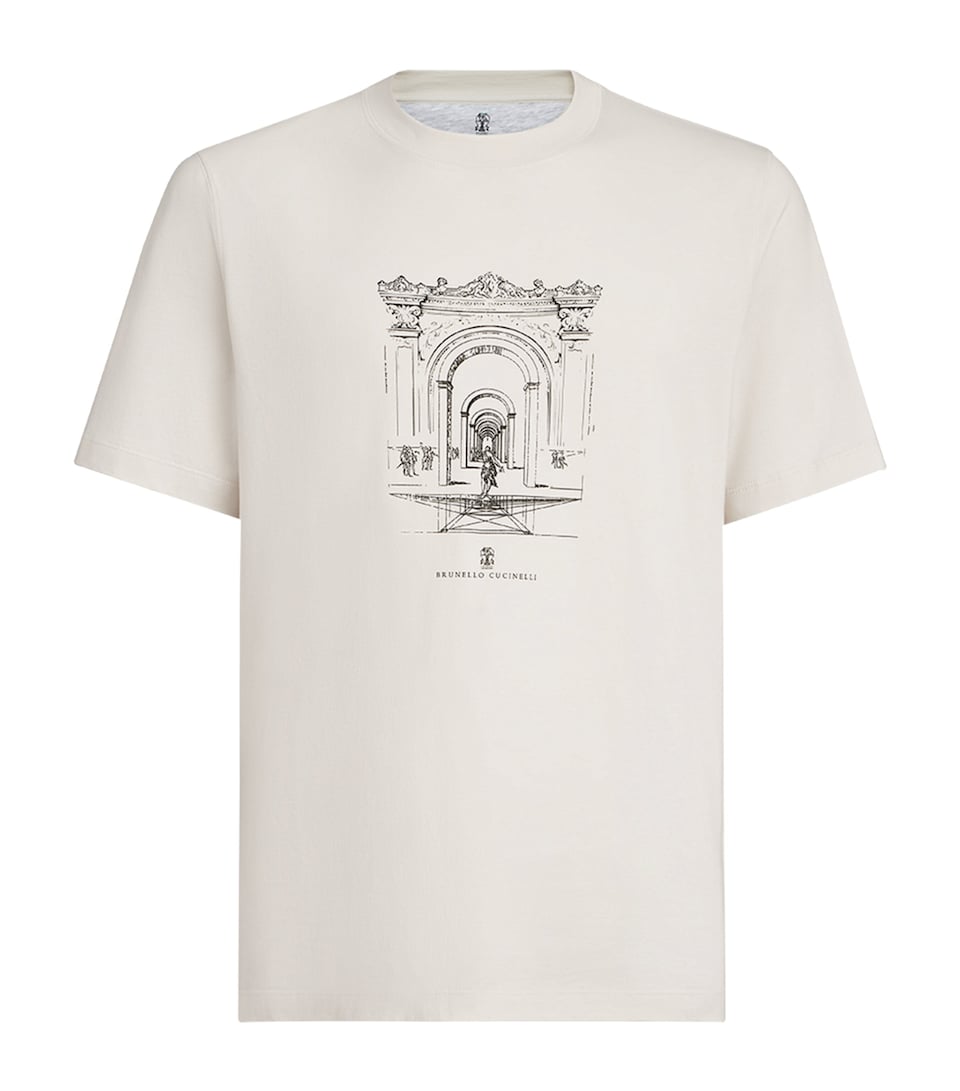 Brunello Cucinelli Mens Neoclassical Print T-Shirt