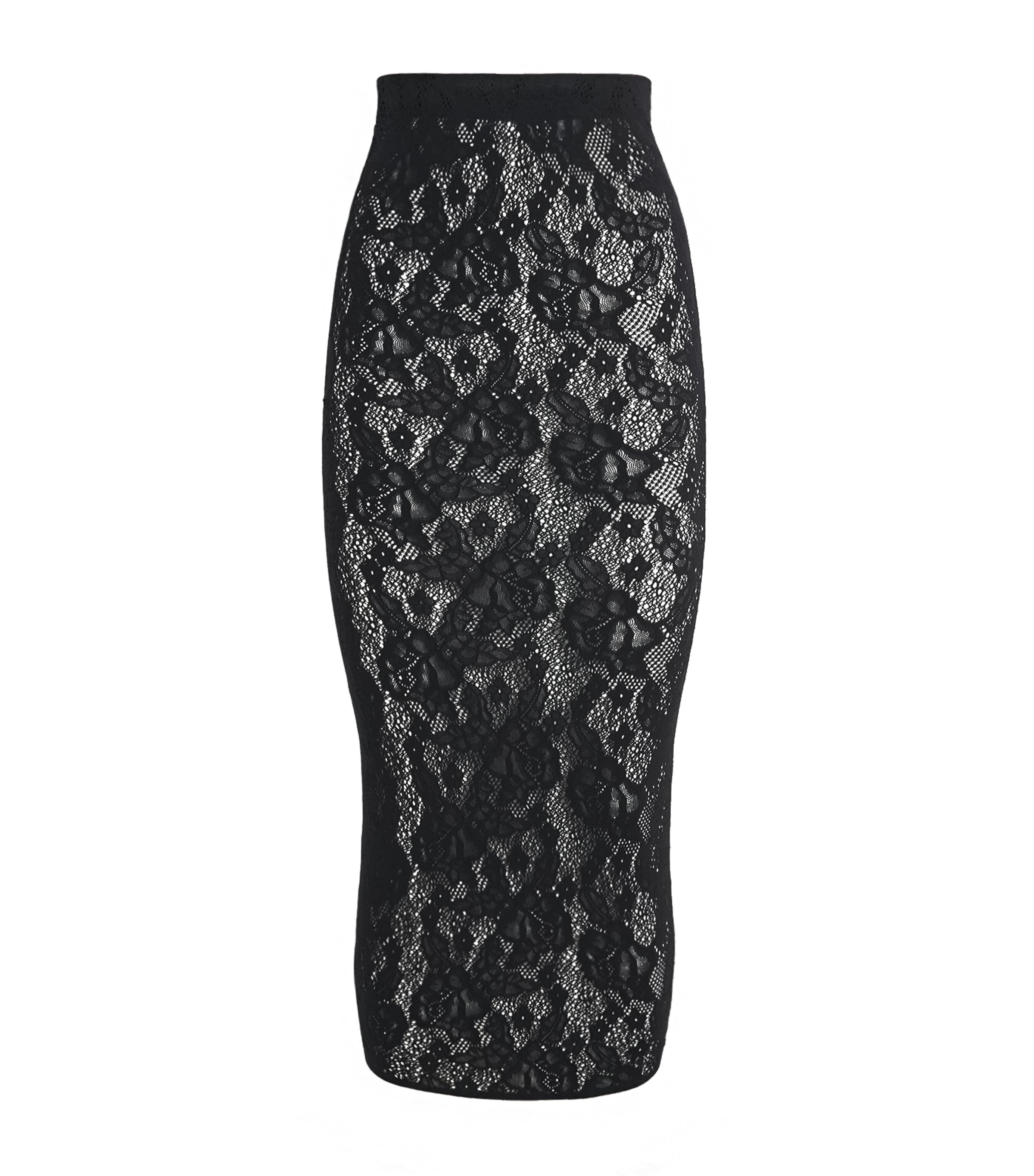 Wolford Womens Infinite Rose Net Skirt Black