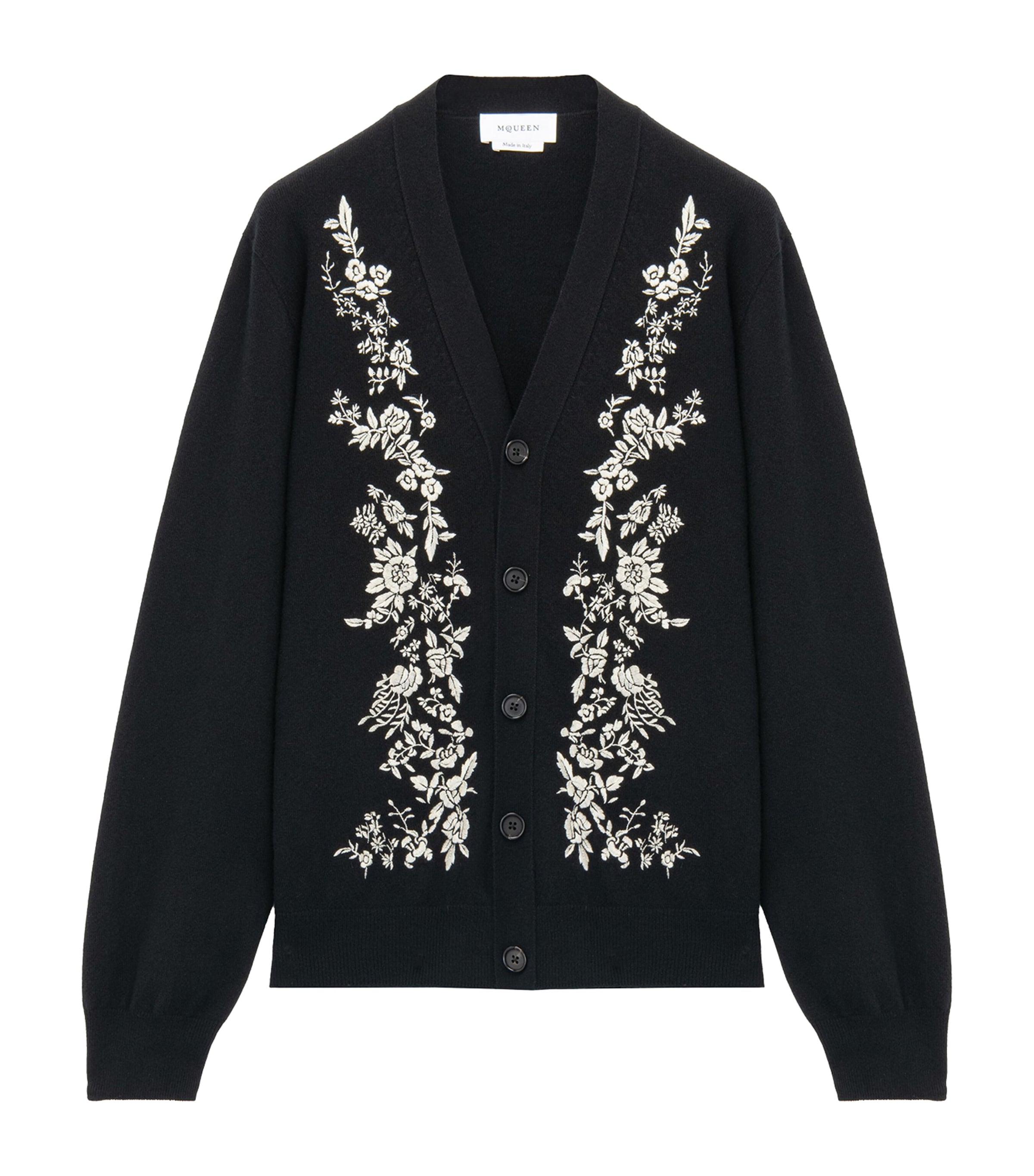 McQueen Mens Wool Embroidered Cardigan