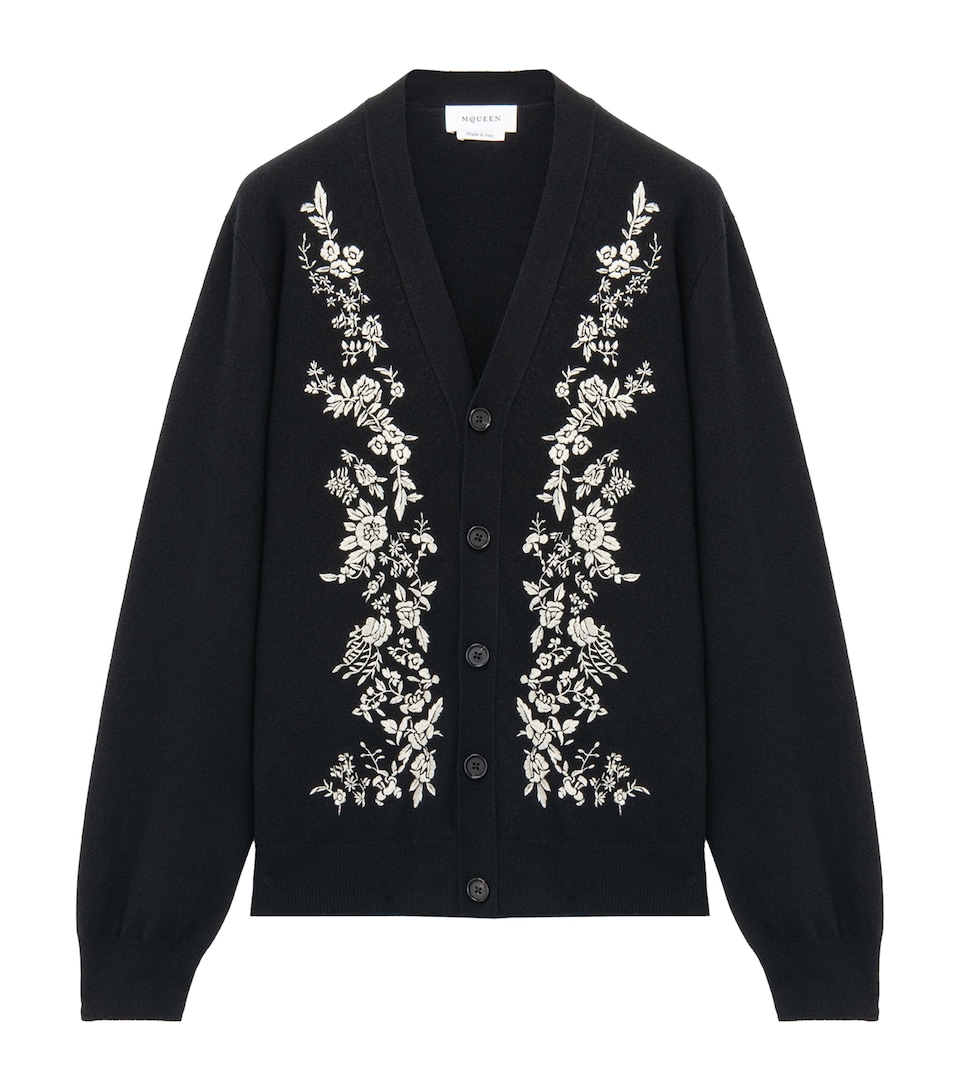 McQueen Mens Wool Embroidered Cardigan