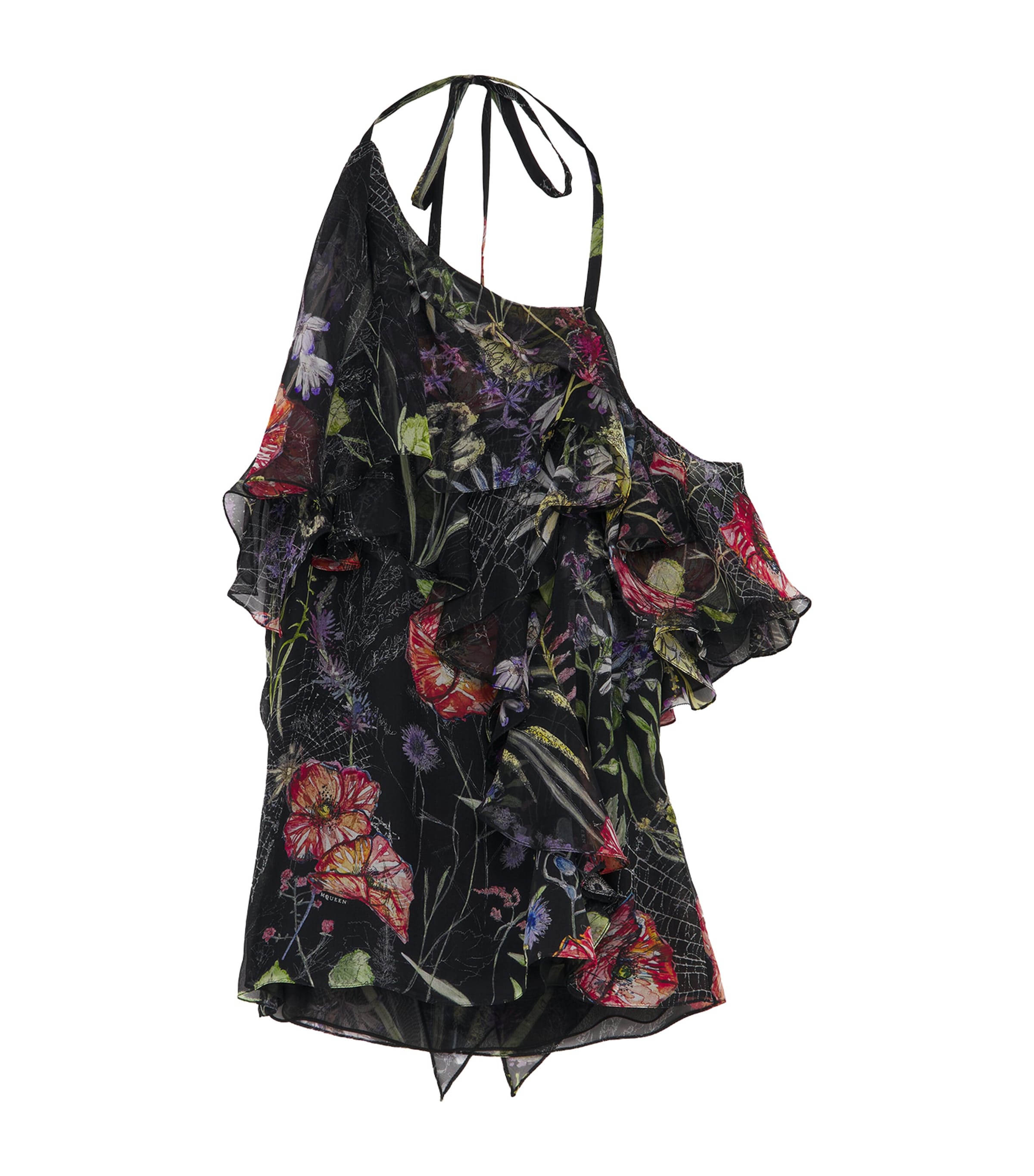 Silk Floral One-Shoulder Top