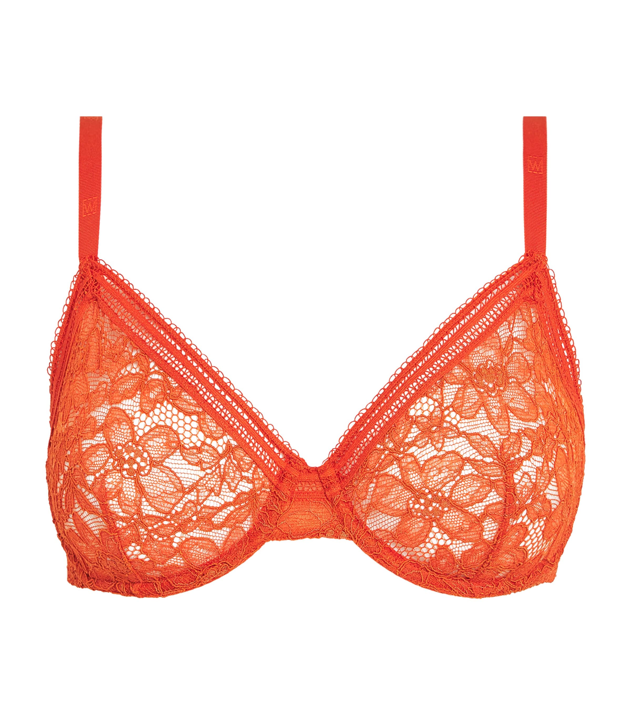 Wolford Womens Graphic Lace Underwired Bra Pumpkin Red