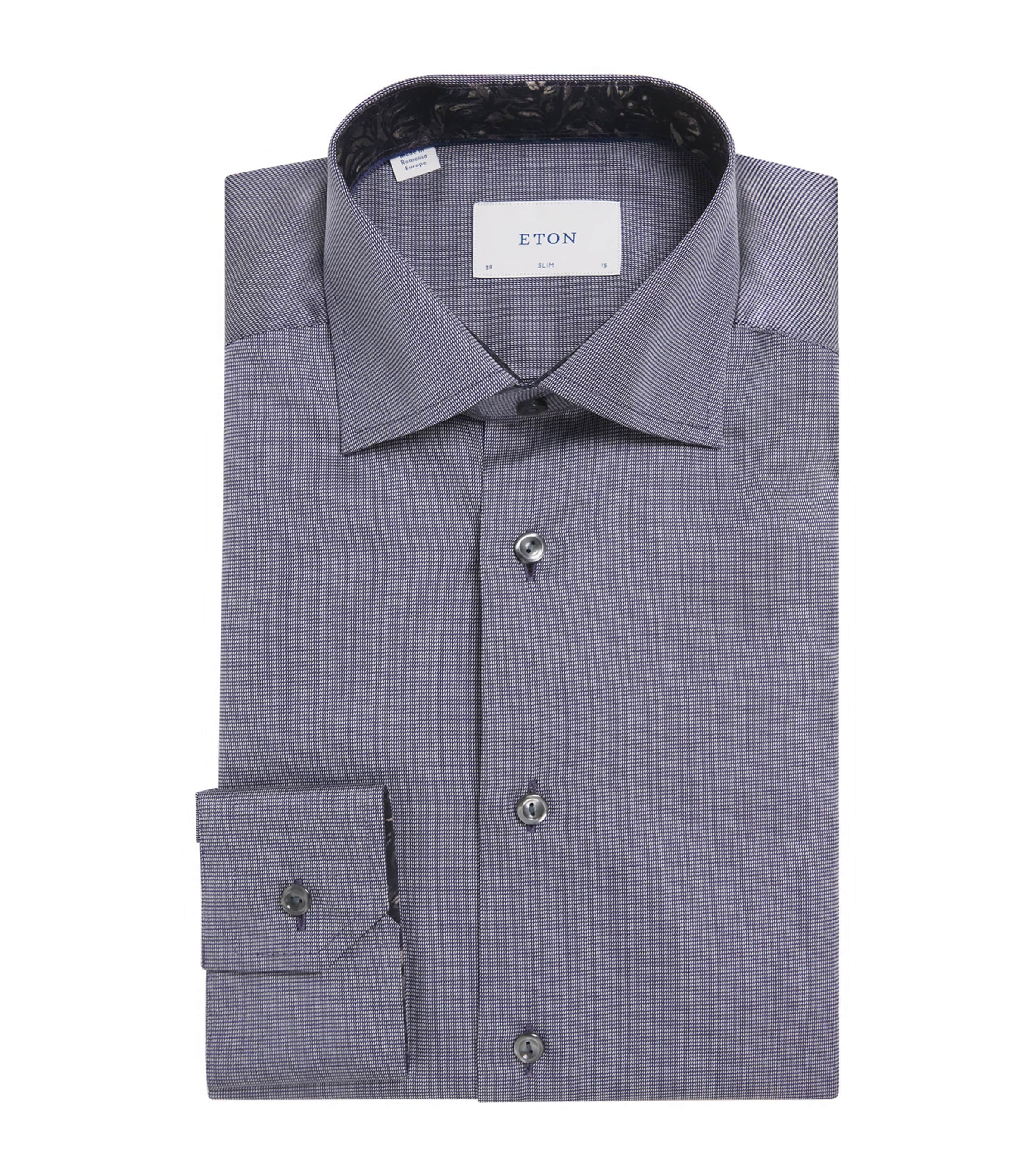 Cotton Twill Puppytooth Slim Shirt