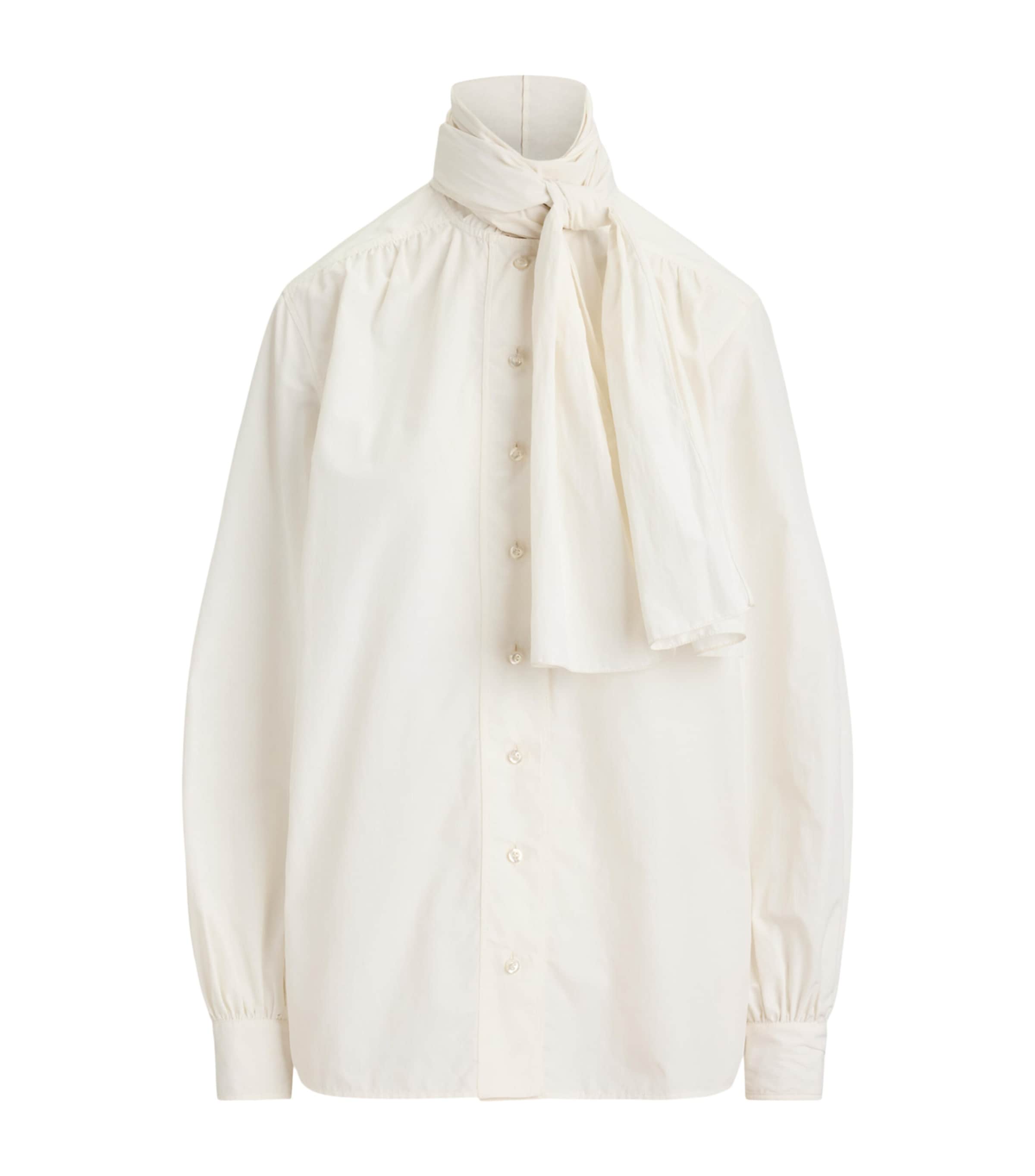 Ralph Lauren Collection Womens Poplin Tie-Neck Dara Blouse Cream