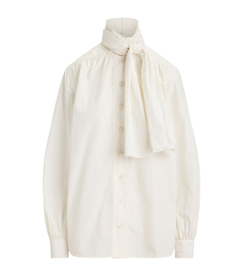 Ralph Lauren Collection Womens Poplin Tie-Neck Dara Blouse Cream