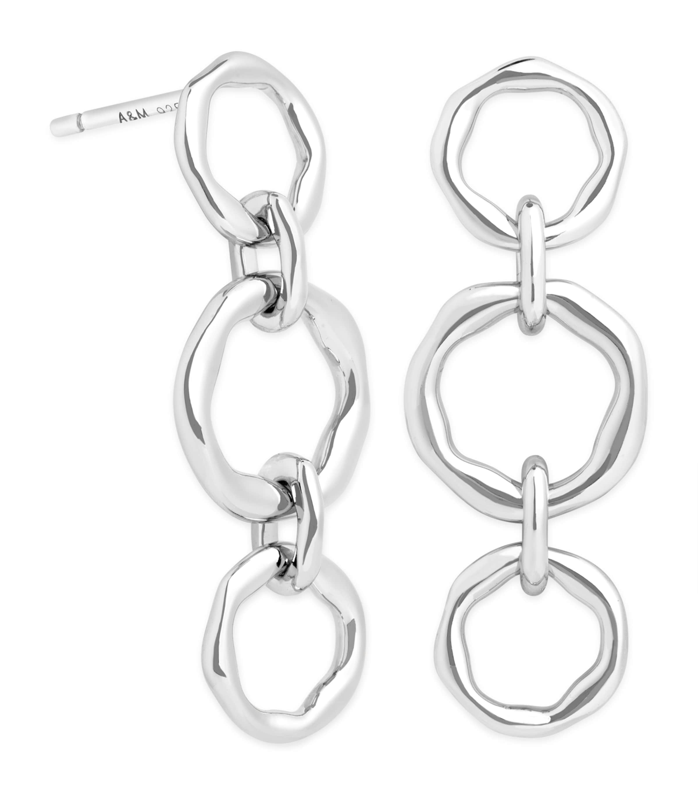 Rhodium-Plated Molten Hoop Drop Earrings