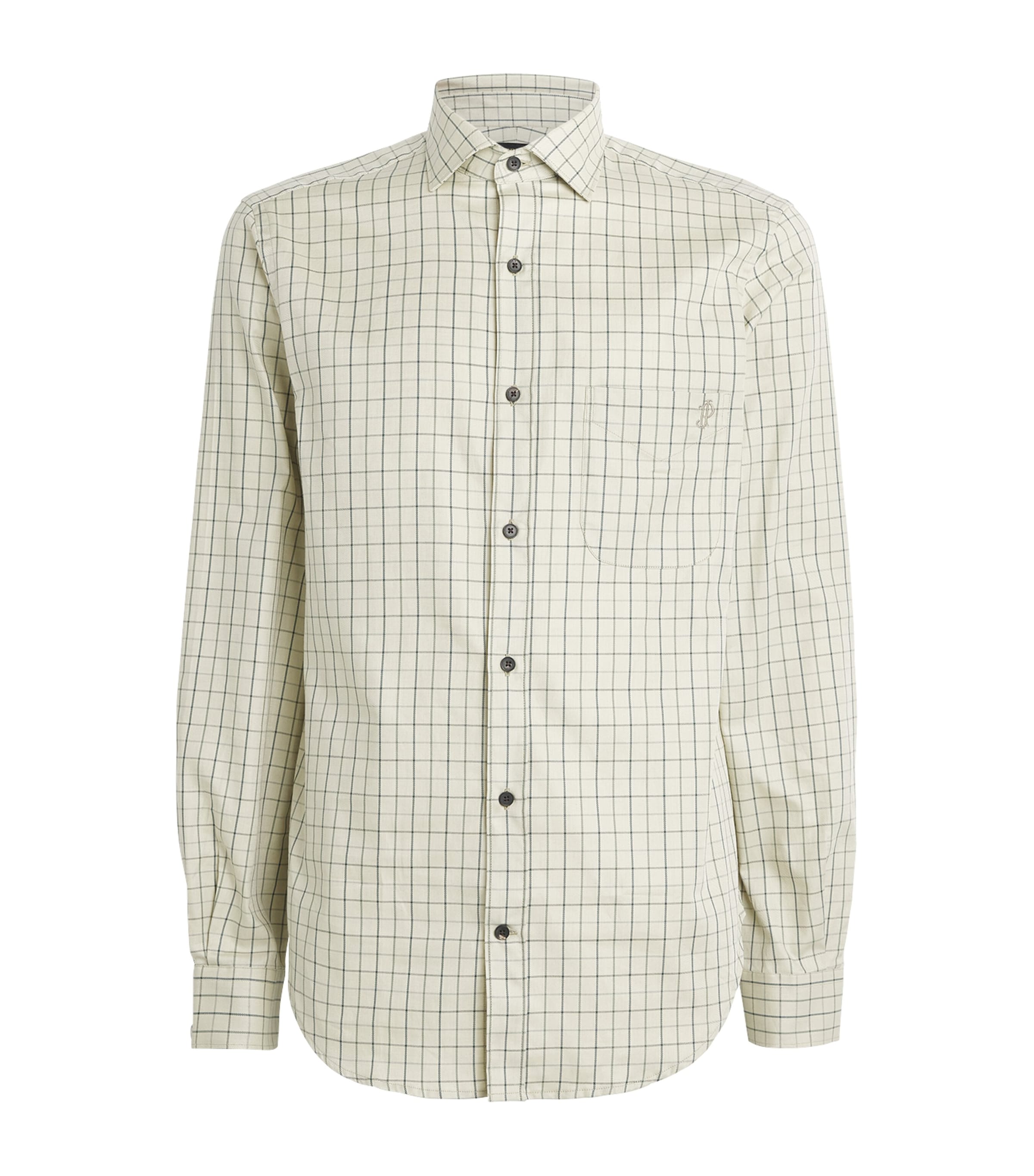 Purdey Mens Cotton Tattersall Shooting Shirt Sage