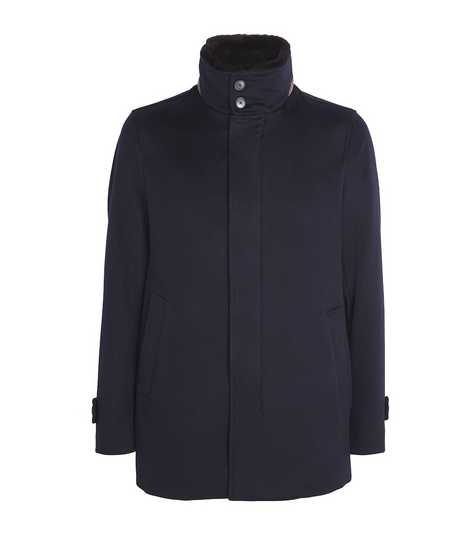 Cashmere Shearling-Trim Car Coat