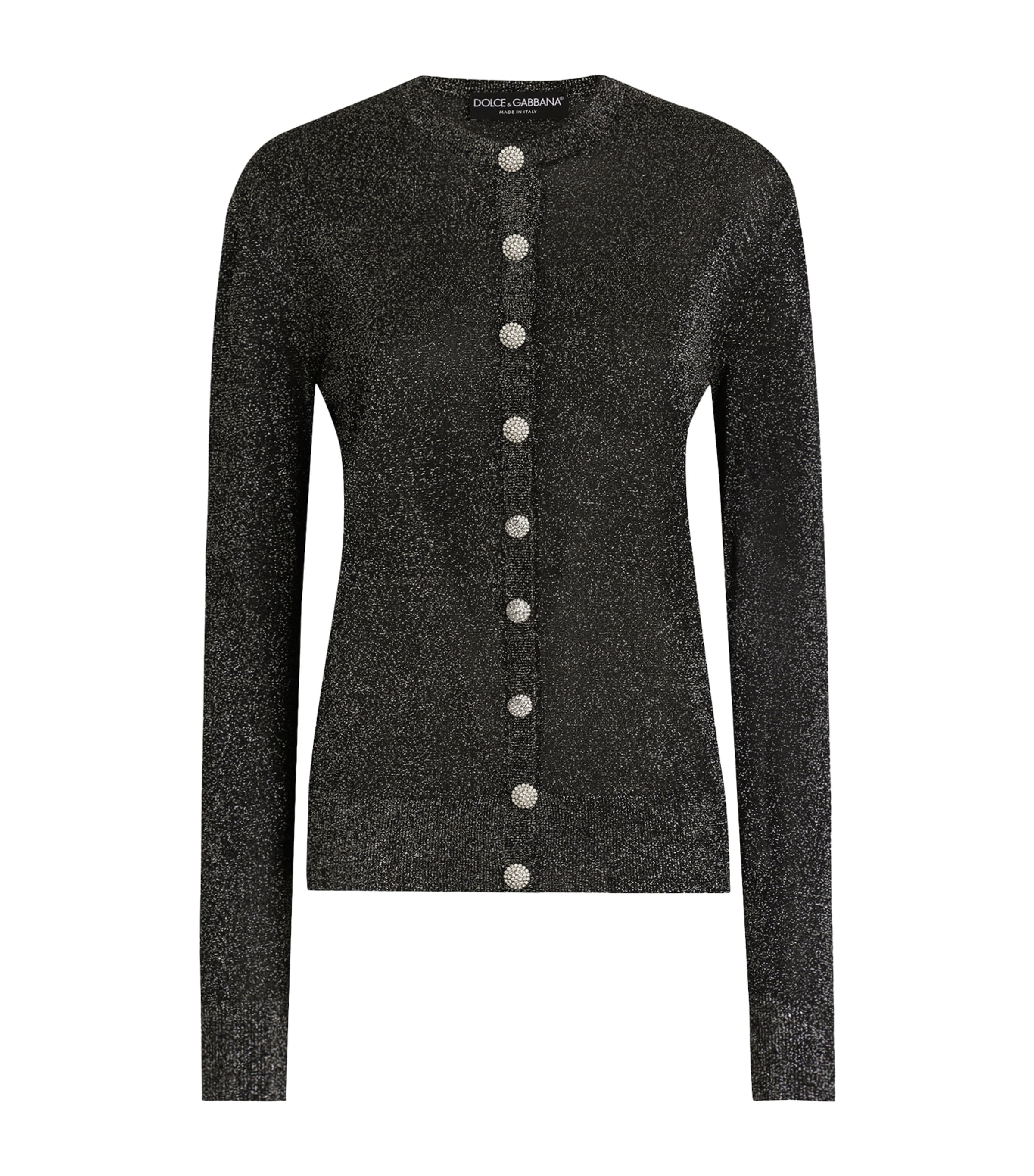 Metallic Crew-Neck Cardigan