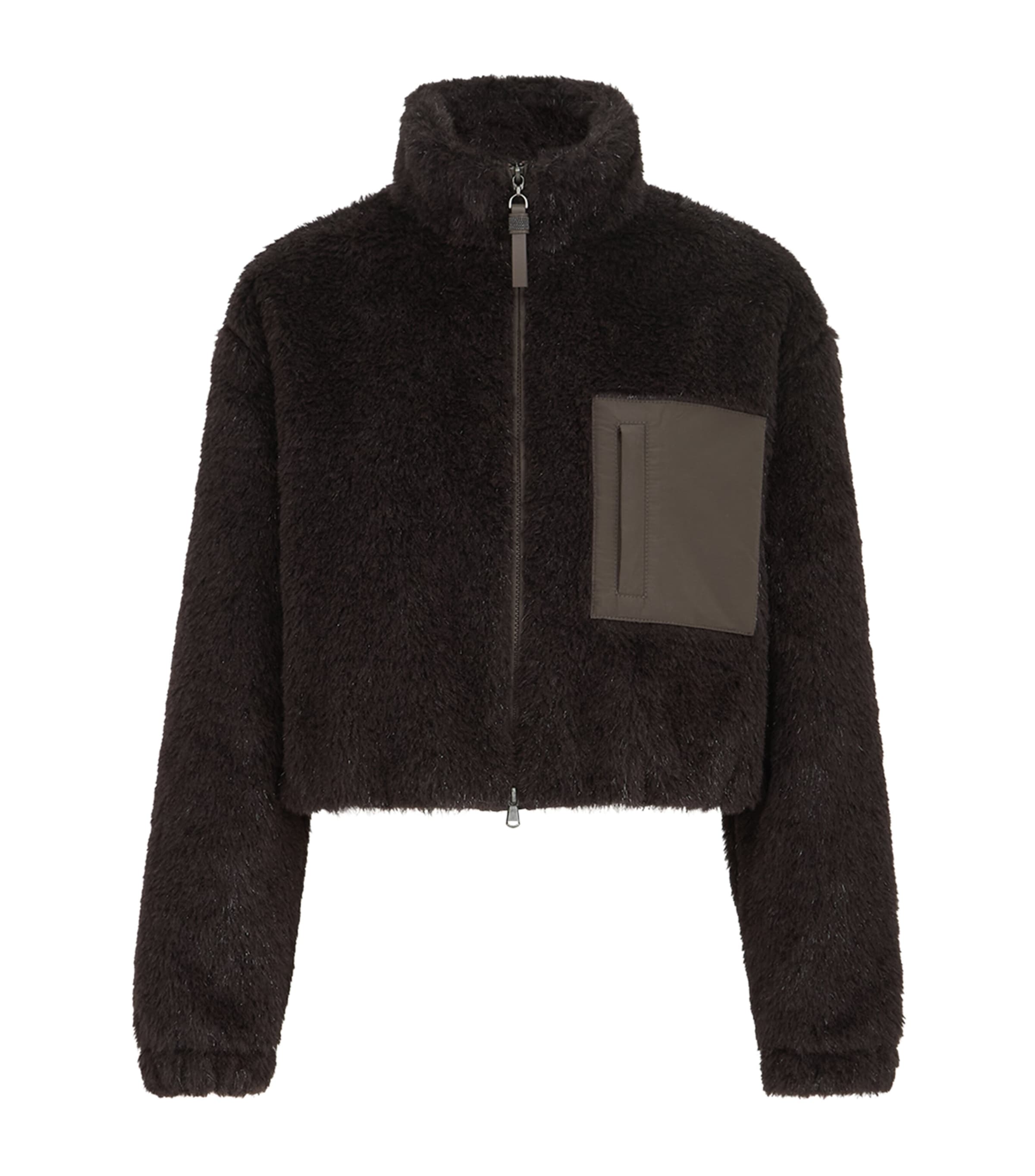Brunello Cucinelli Womens Sparkling Cropped Padded Jacket Brown