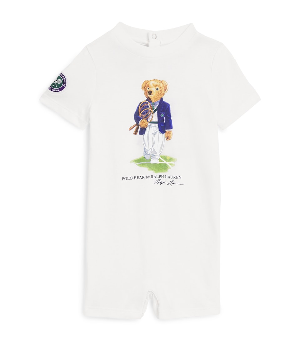Ralph Lauren Kids x Wimbledon Cotton Polo Bear Playsuit (3-24 Months) White
