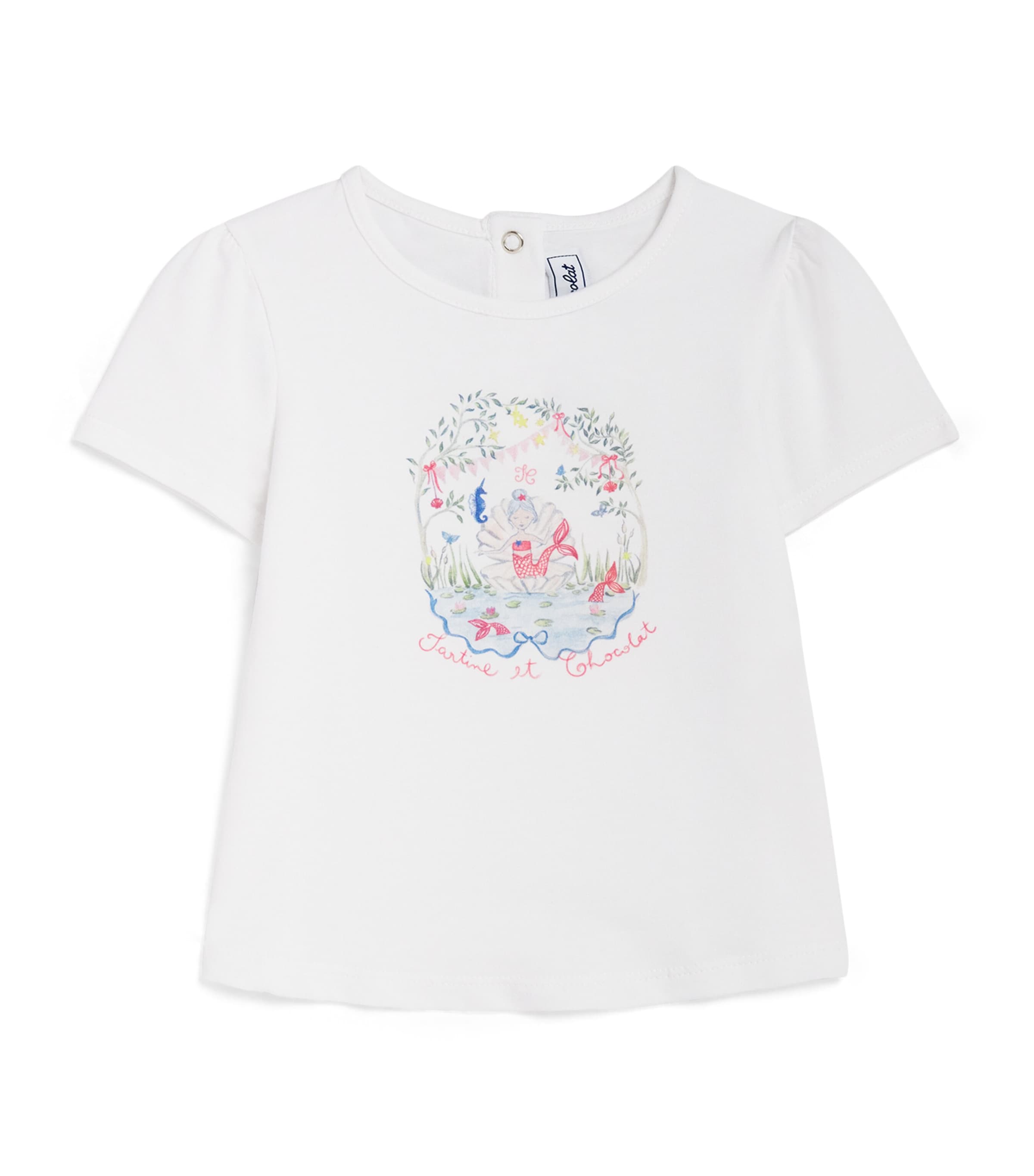 Tartine et Chocolat Stretch-Cotton Illustration-Logo T-Shirt (3 Months-4 Years) Corail