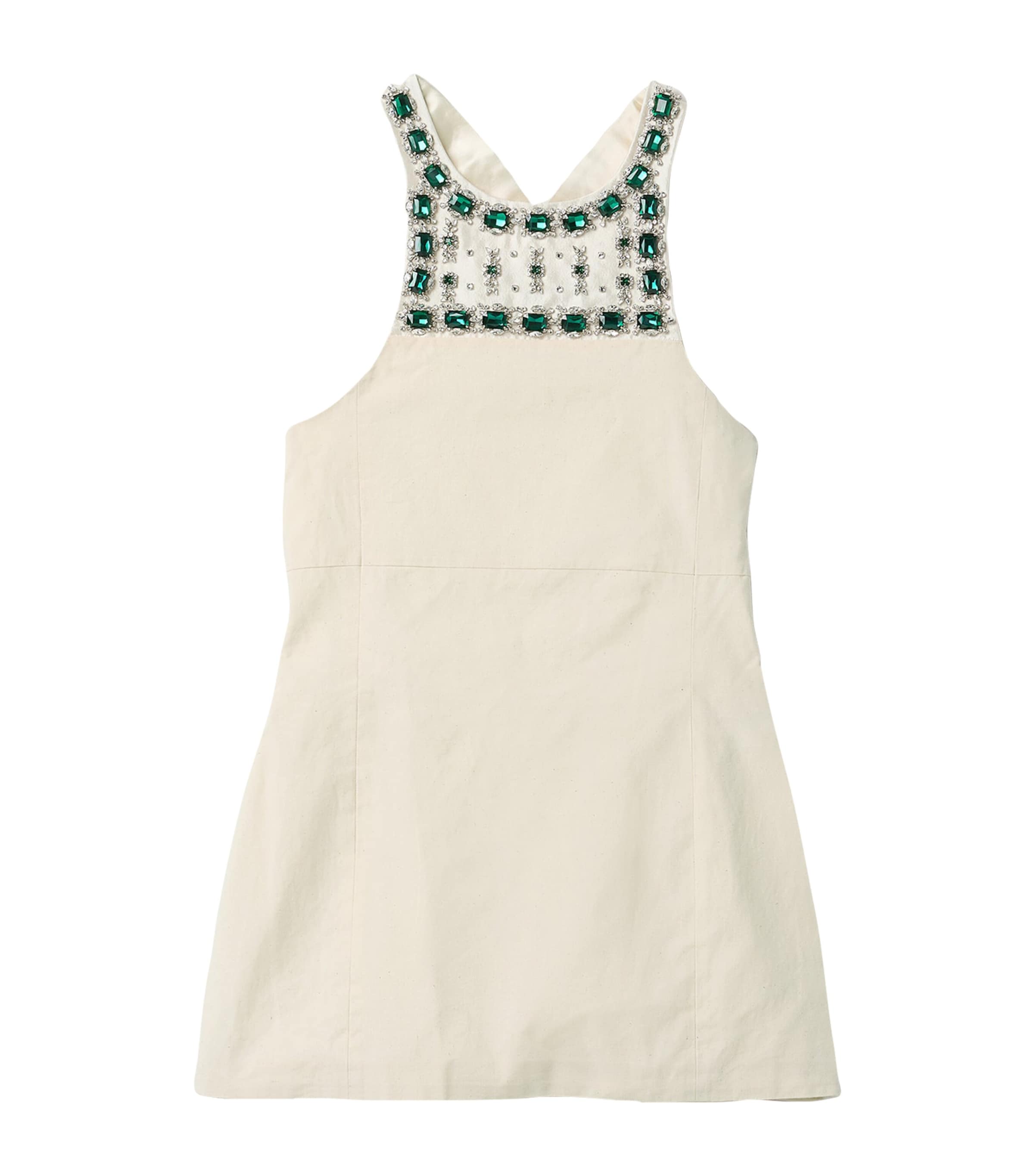 Cotton Embellished Apron Mini Dress