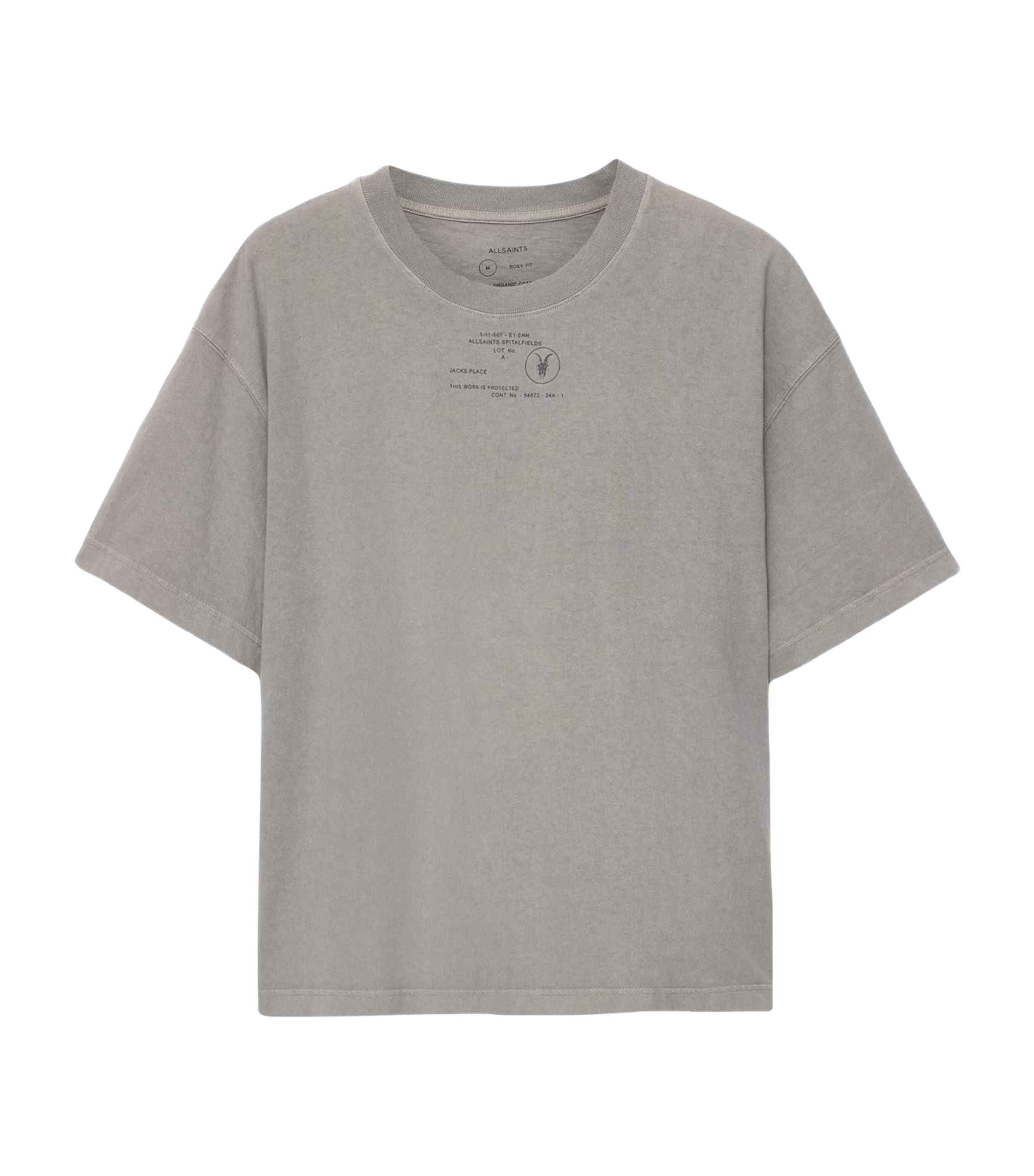 AllSaints Mens Organic Cotton Raphy T-Shirt Fossil Grey