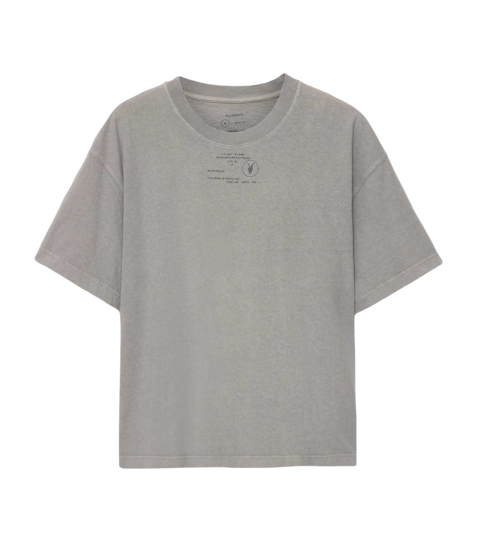 AllSaints Mens Organic Cotton Raphy T-Shirt Fossil Grey