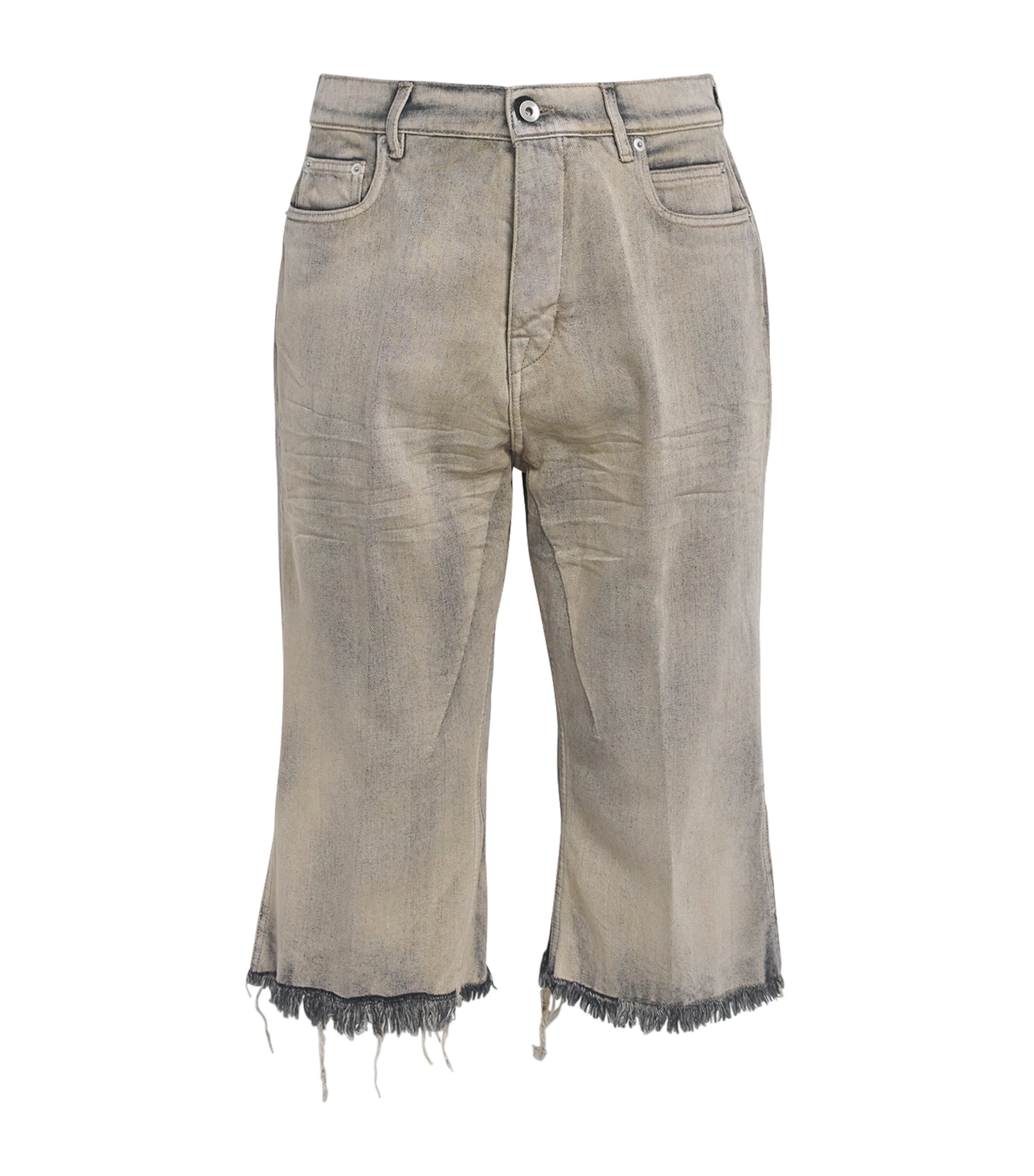 Rick Owens Mens Bolan Cut-Off Denim Shorts Mineral