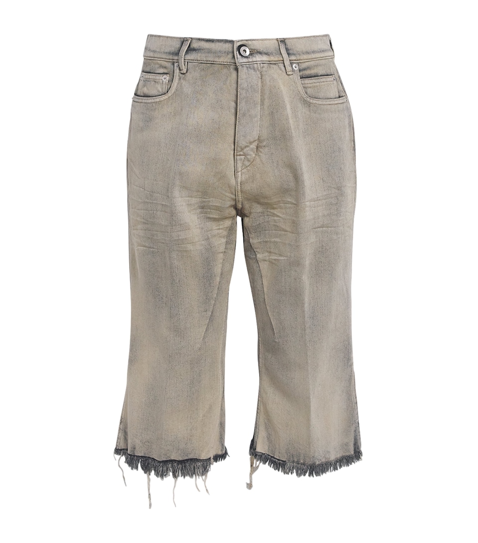 Rick Owens Mens Bolan Cut-Off Denim Shorts Mineral