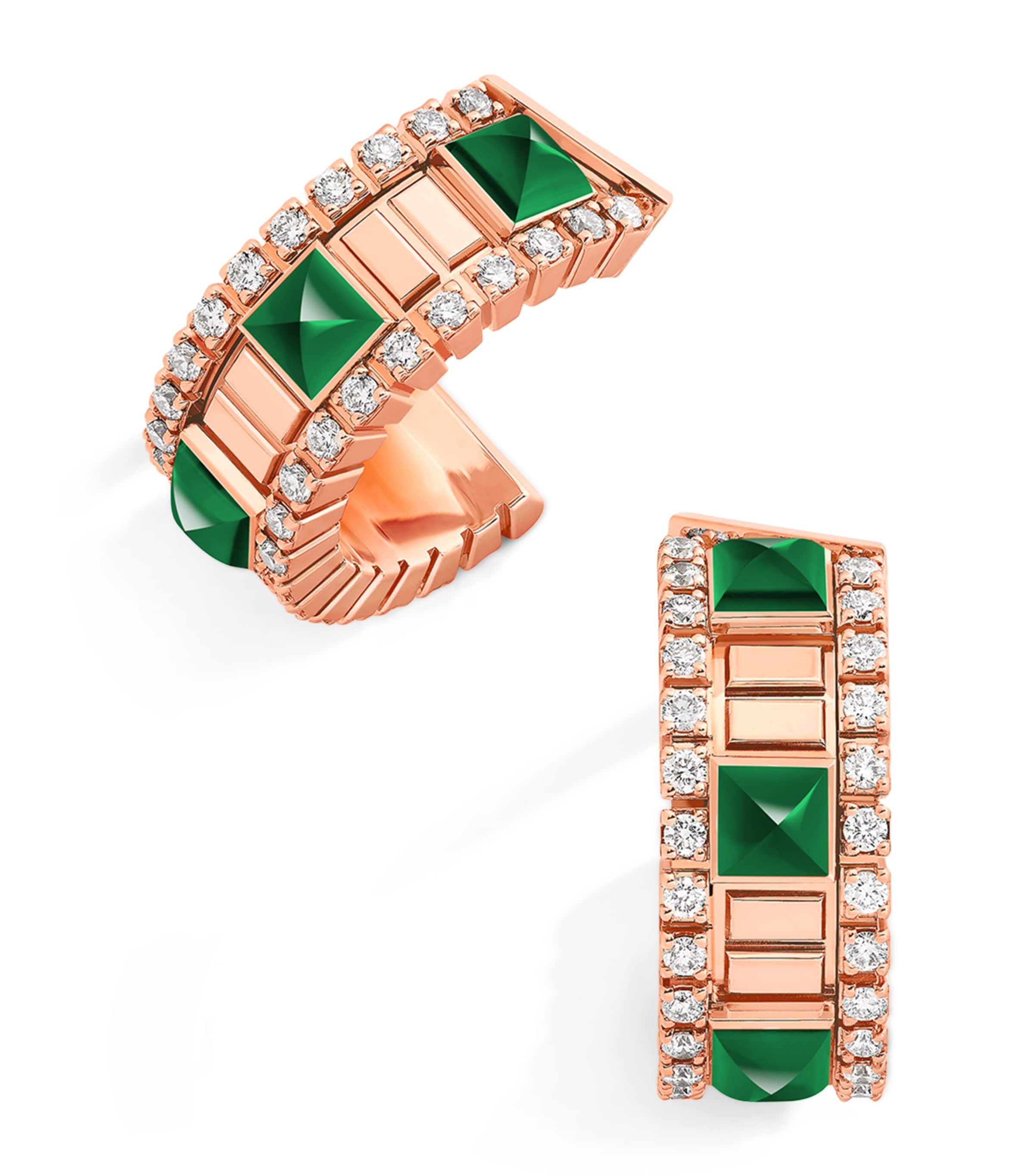 Mini Rose Gold, Diamond and Agate Life Hoop Earrings