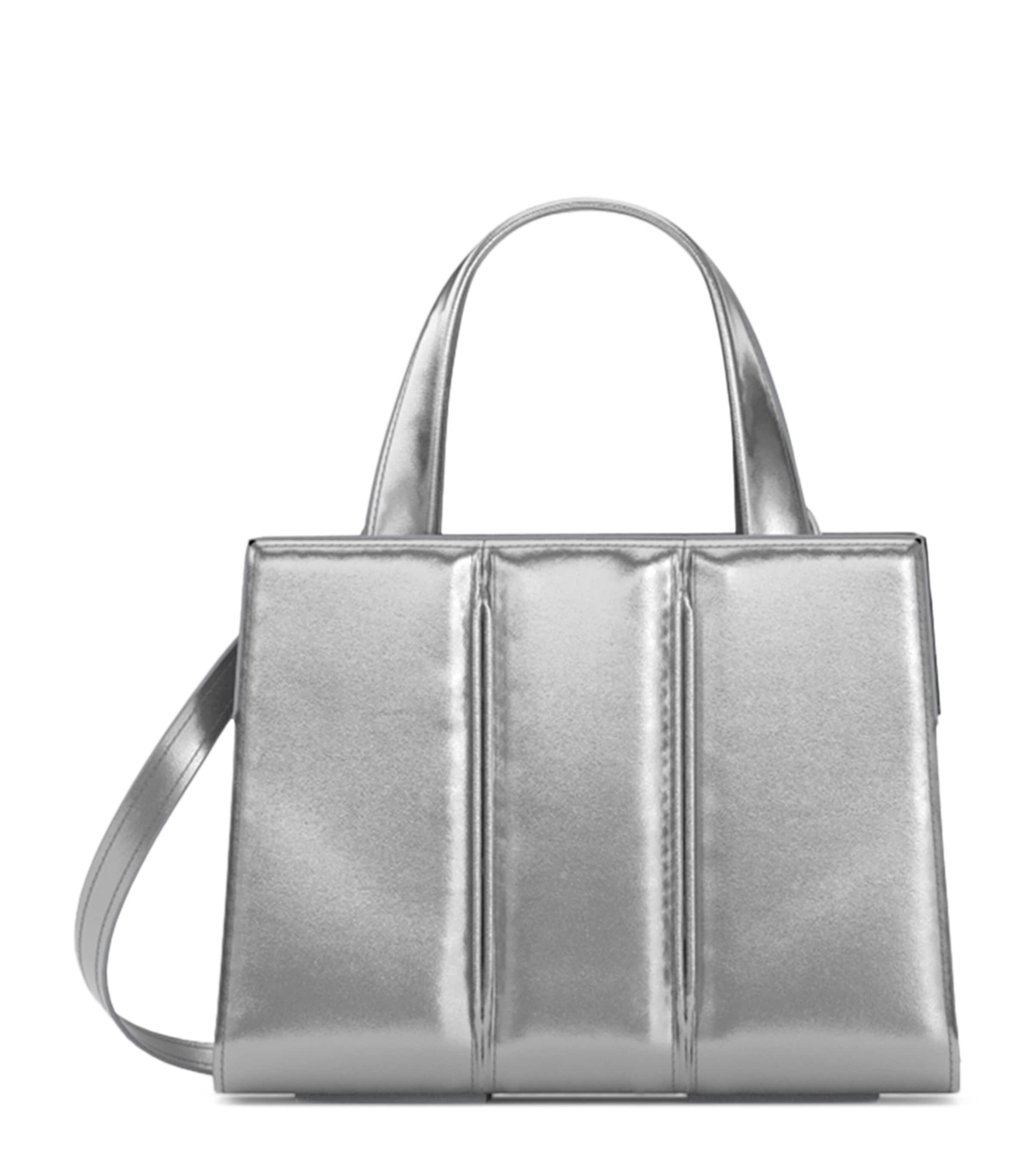 Max Mara Metallic Leather Whitney Bag 2 Top-Handle Bag Silver
