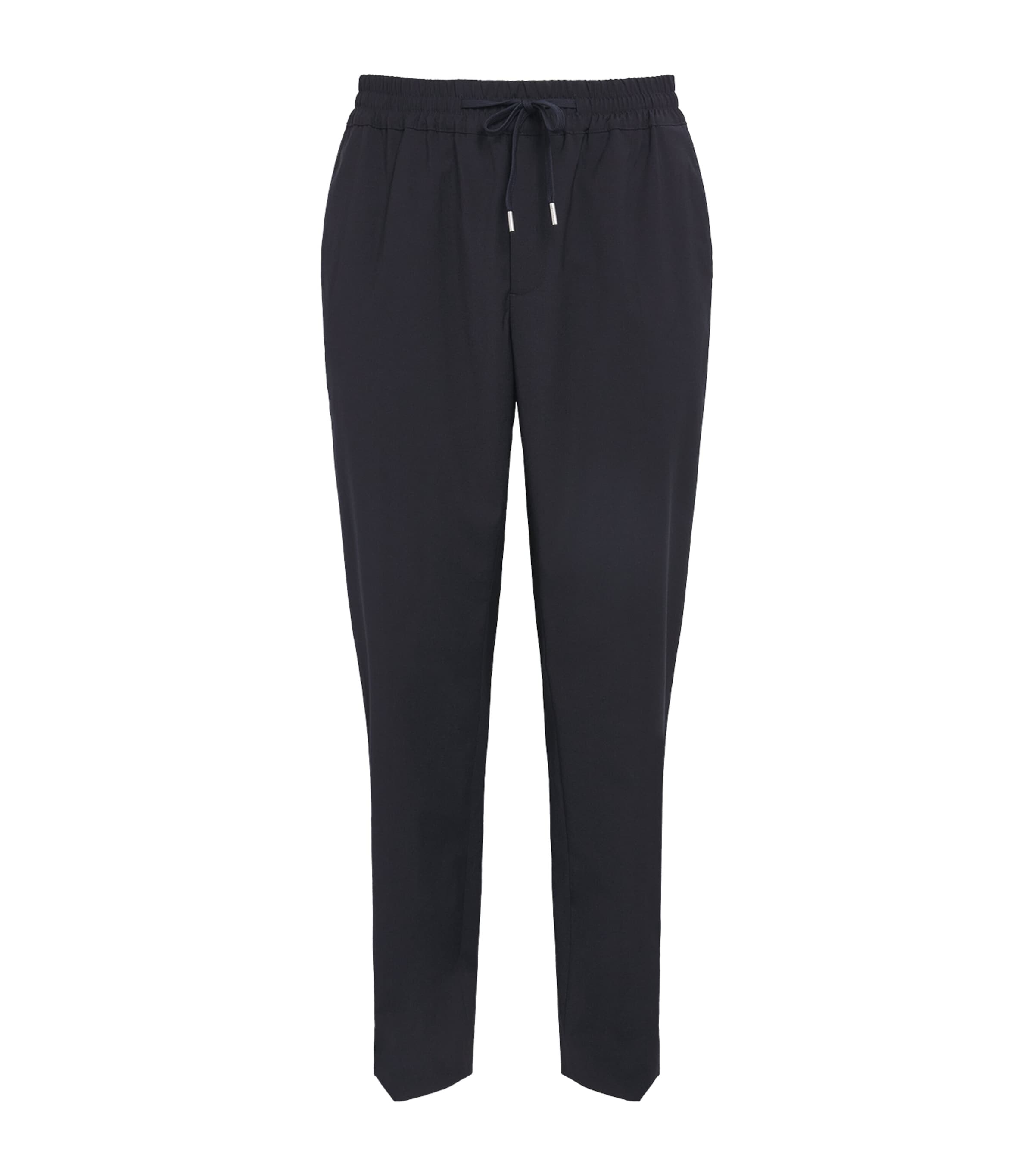 Sandro Paris Mens Wool-Blend Drawstring Trousers Navy Blue
