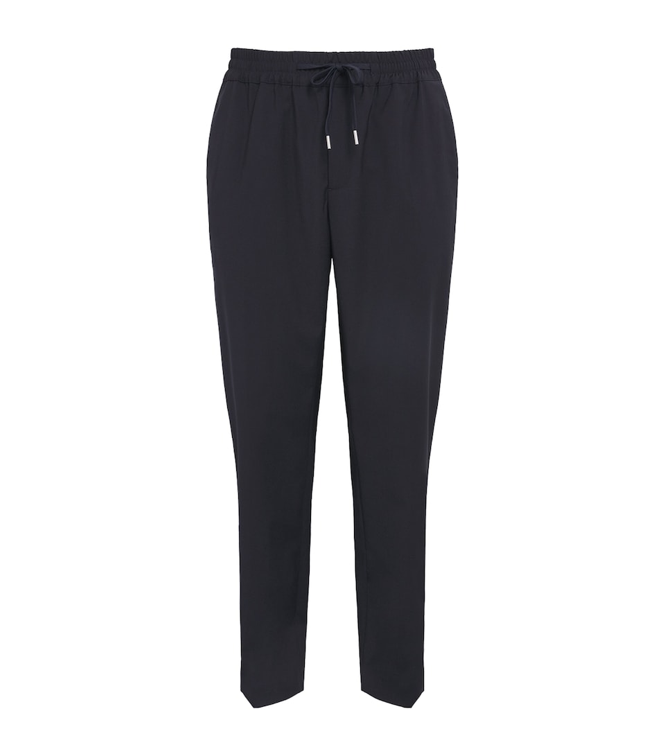 Sandro Paris Mens Wool-Blend Drawstring Trousers Navy Blue