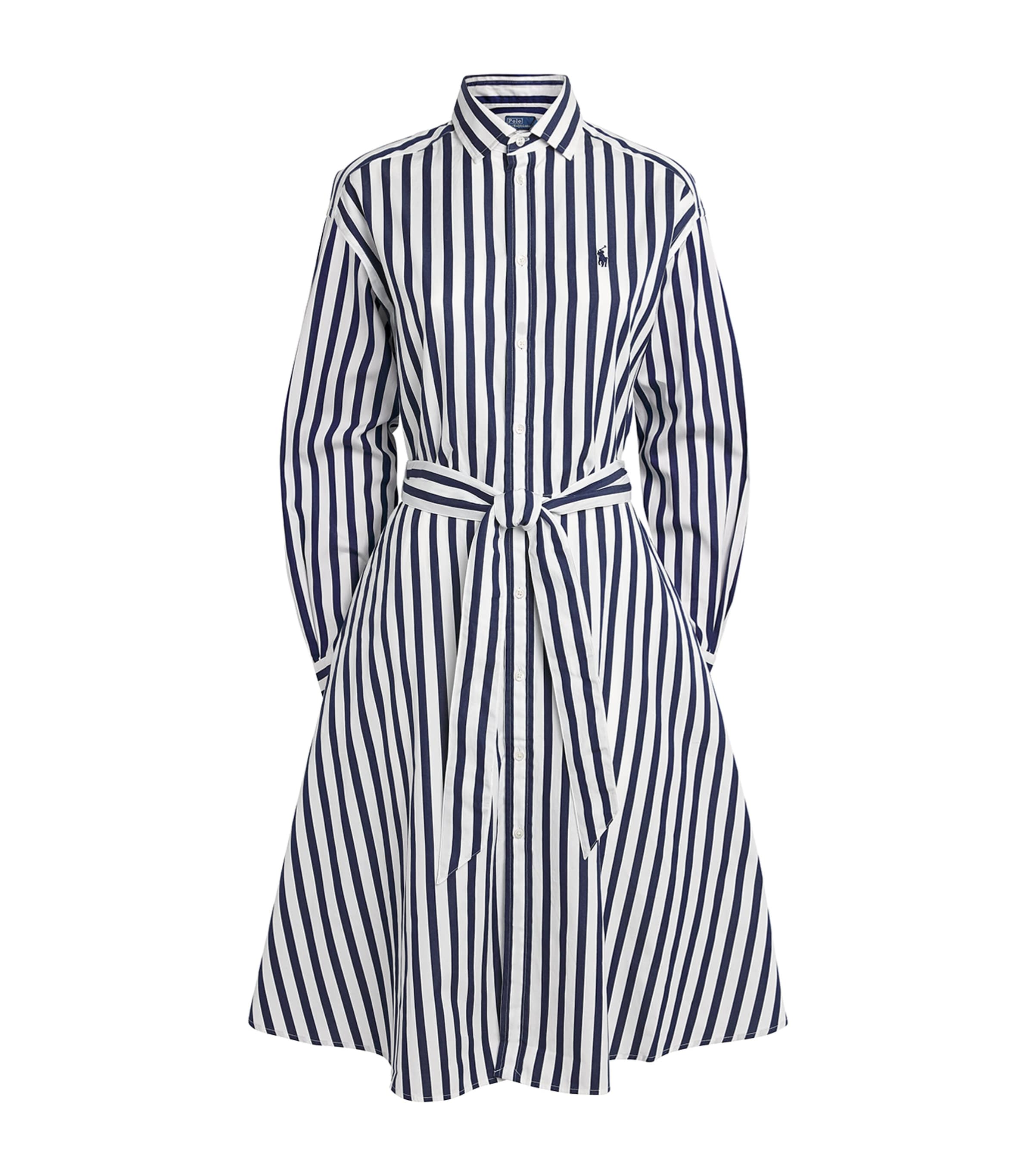 Polo Ralph Lauren Womens Stripe Polo Pony Mini Shirt Dress Nvy/w