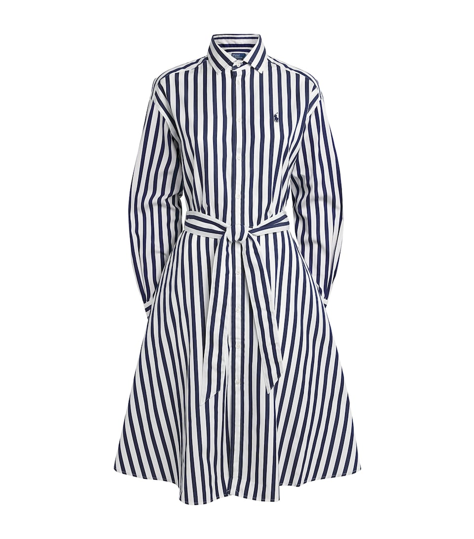 Polo Ralph Lauren Womens Stripe Polo Pony Mini Shirt Dress Nvy/w