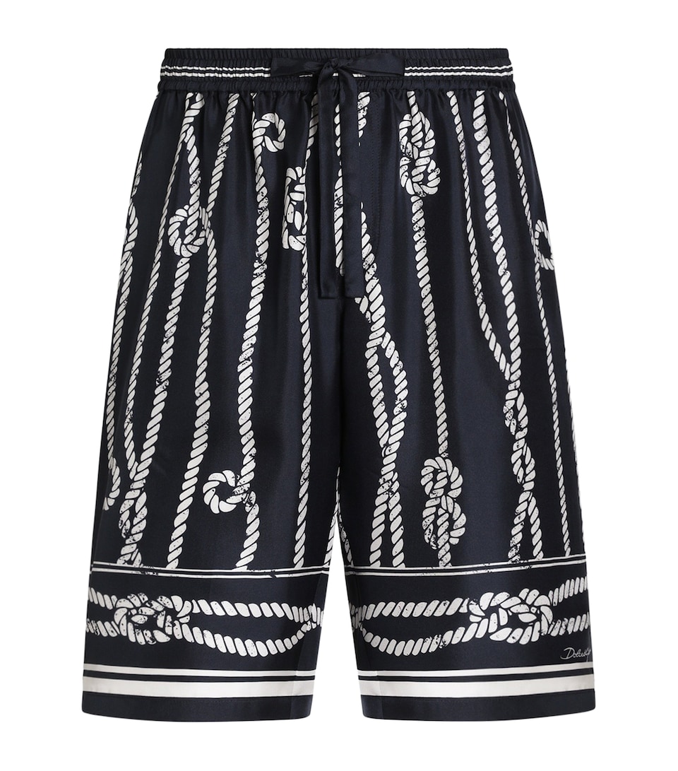 Dolce&Gabbana Mens Silk Marina Shorts Corde F.blu Na