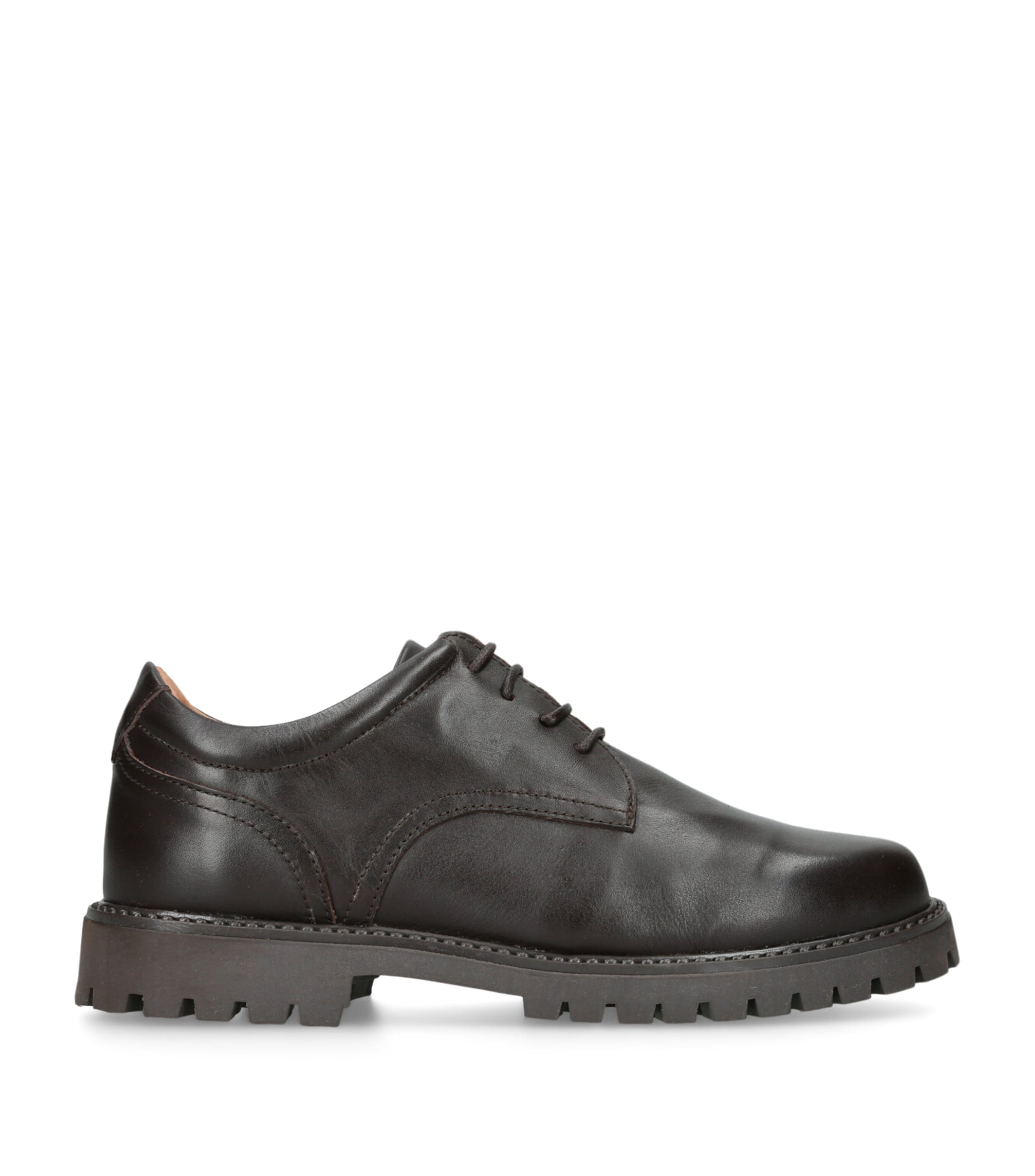 papouelli Leather Lace-Up Harry School Shoes Dark Brown