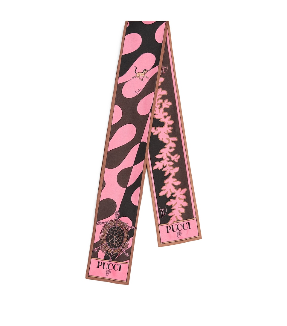 PUCCI Silk Twill Printed Scarf Brown Coral